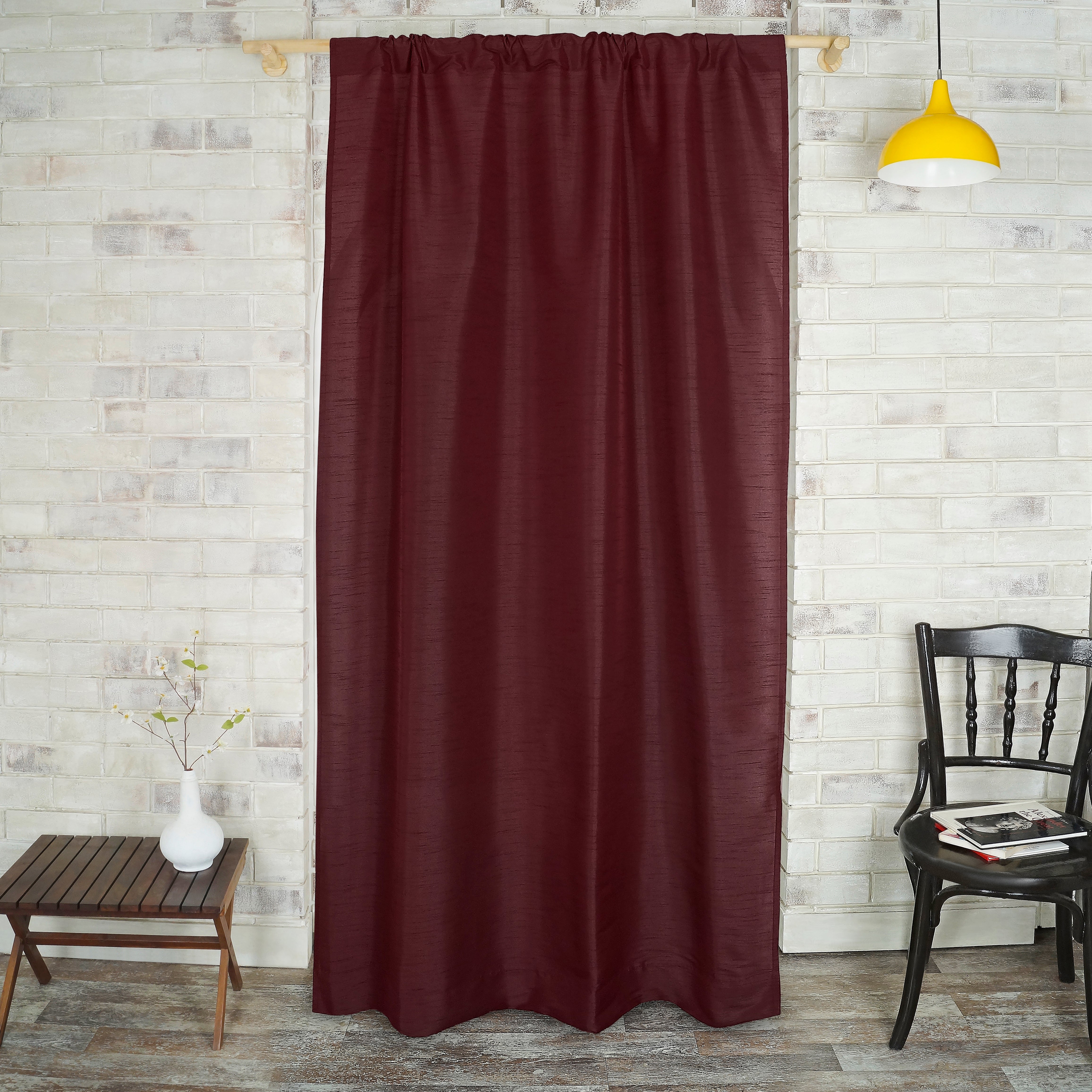 Wine Red Vegan Silk Curtain