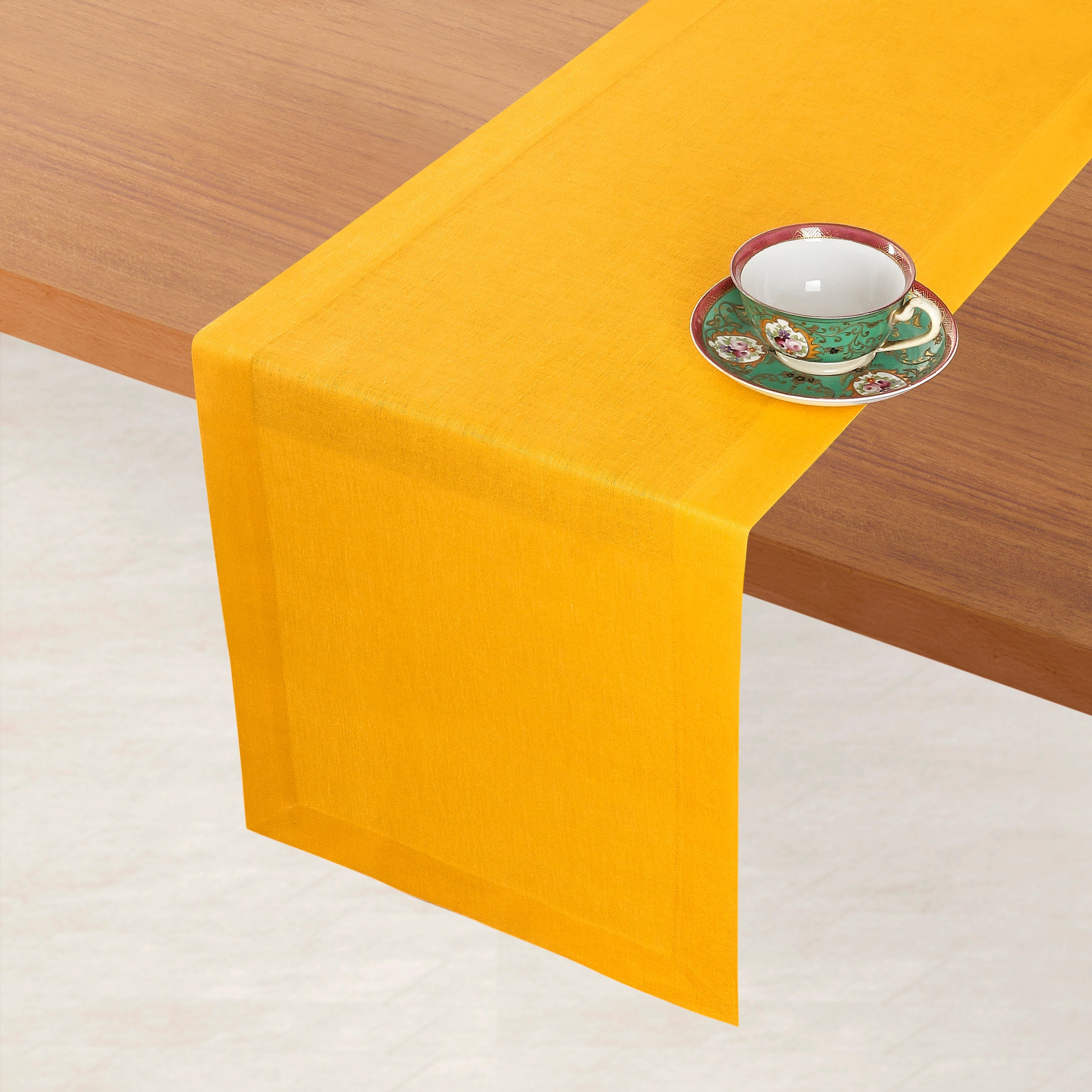 Sunflower Yellow Linen Table Runner, Hemmed