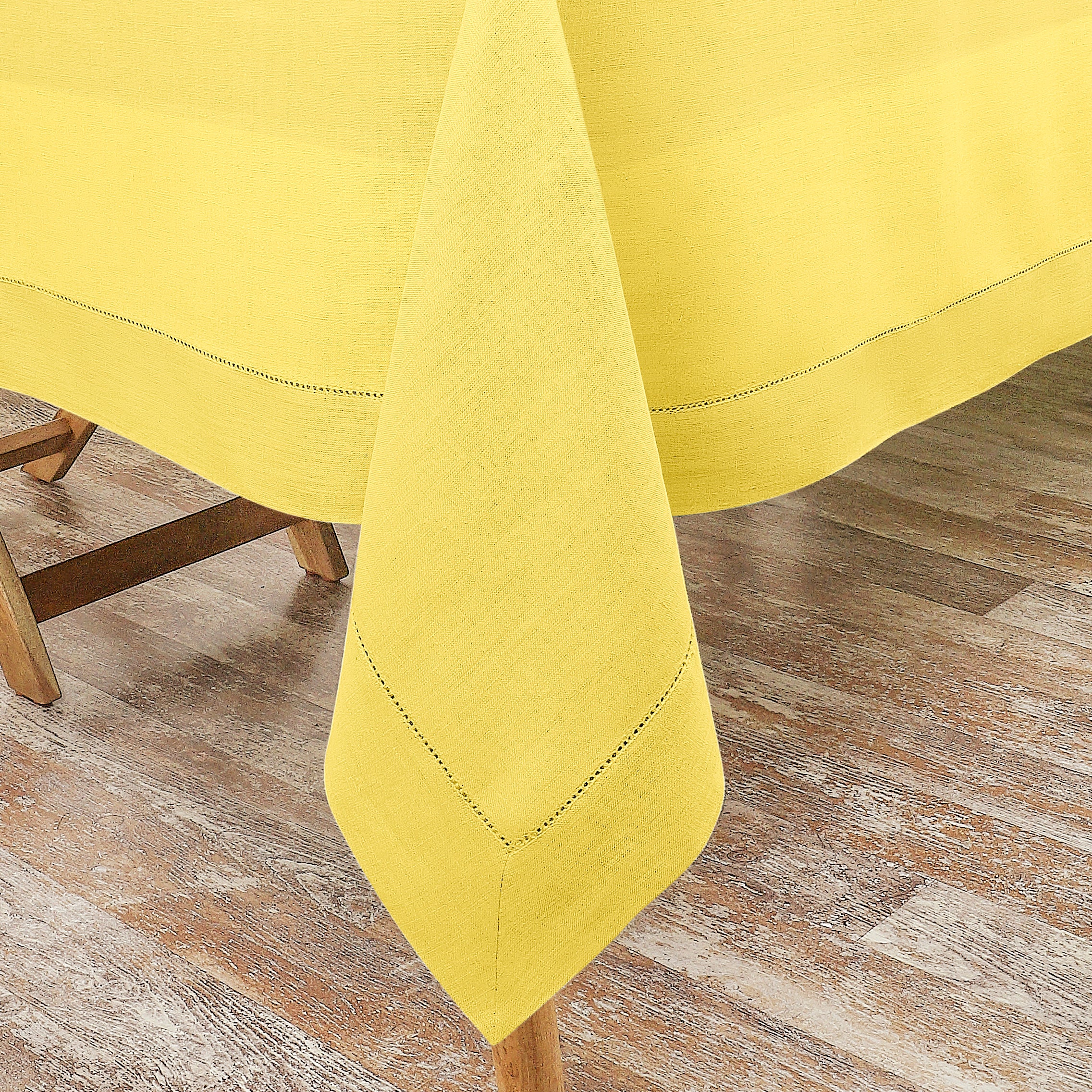 Lemon Yellow Linen Tablecloth, Hemstitch