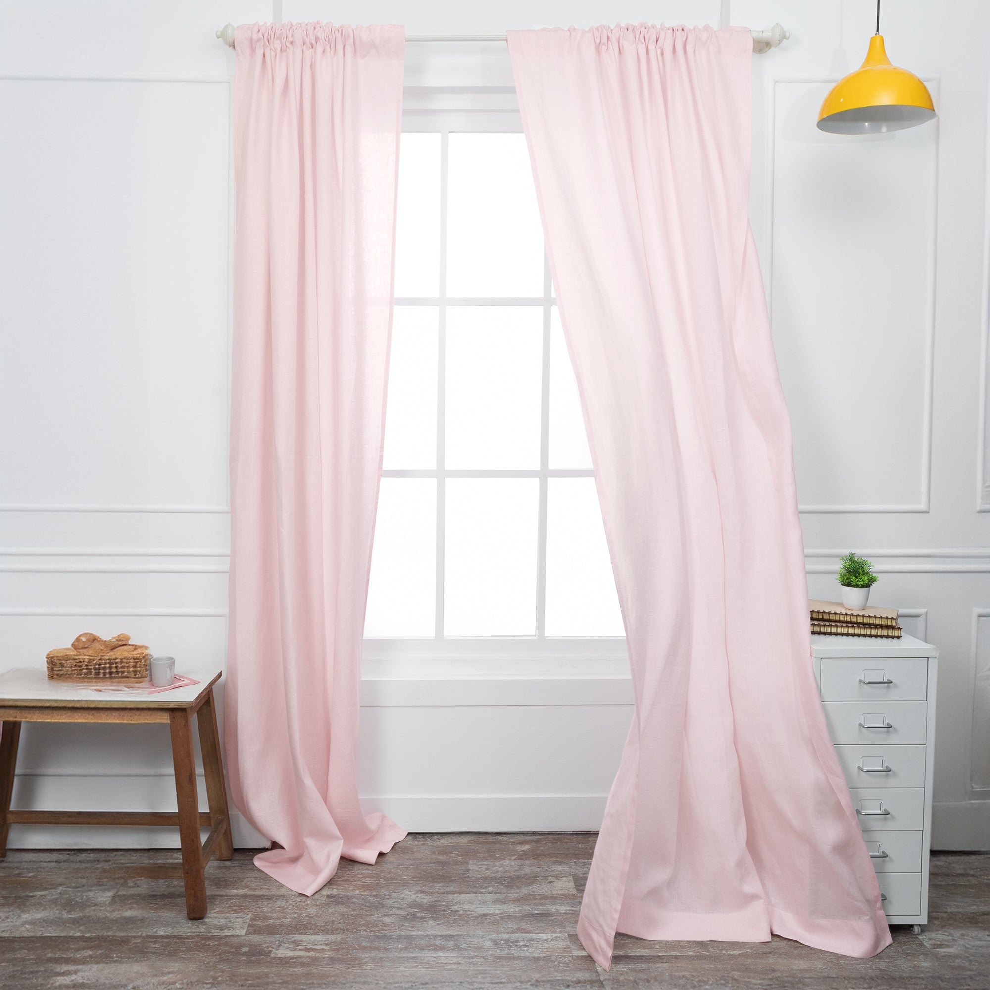 Pastel Pink Linen Curtain