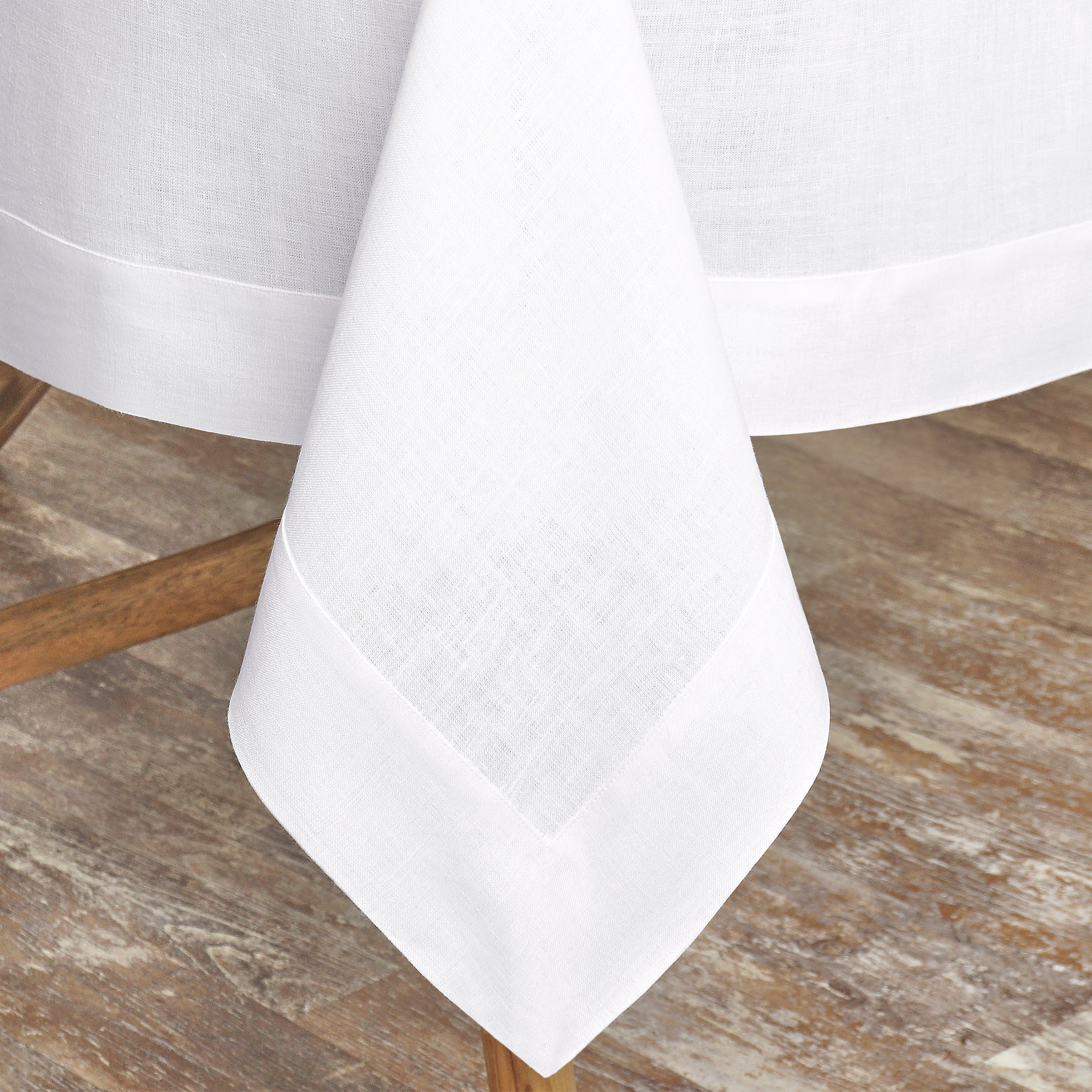 White Linen Tablecloth, Hemmed