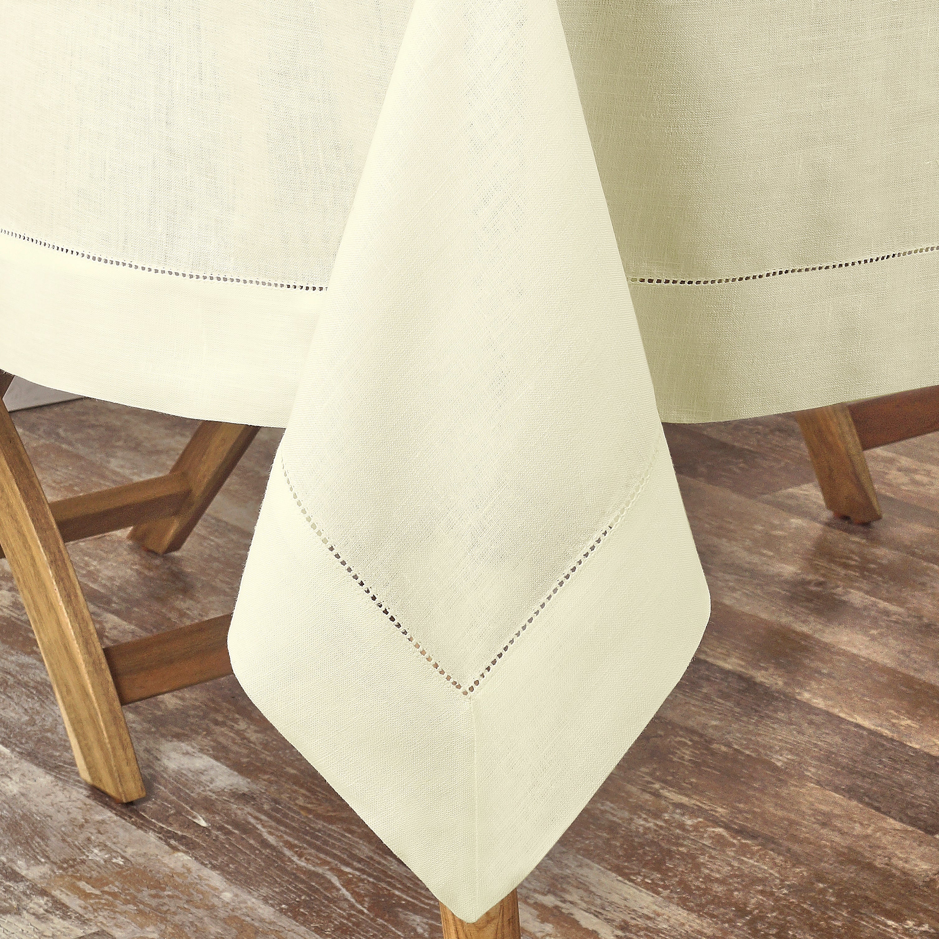 Cream Linen Tablecloth, Hemstitch