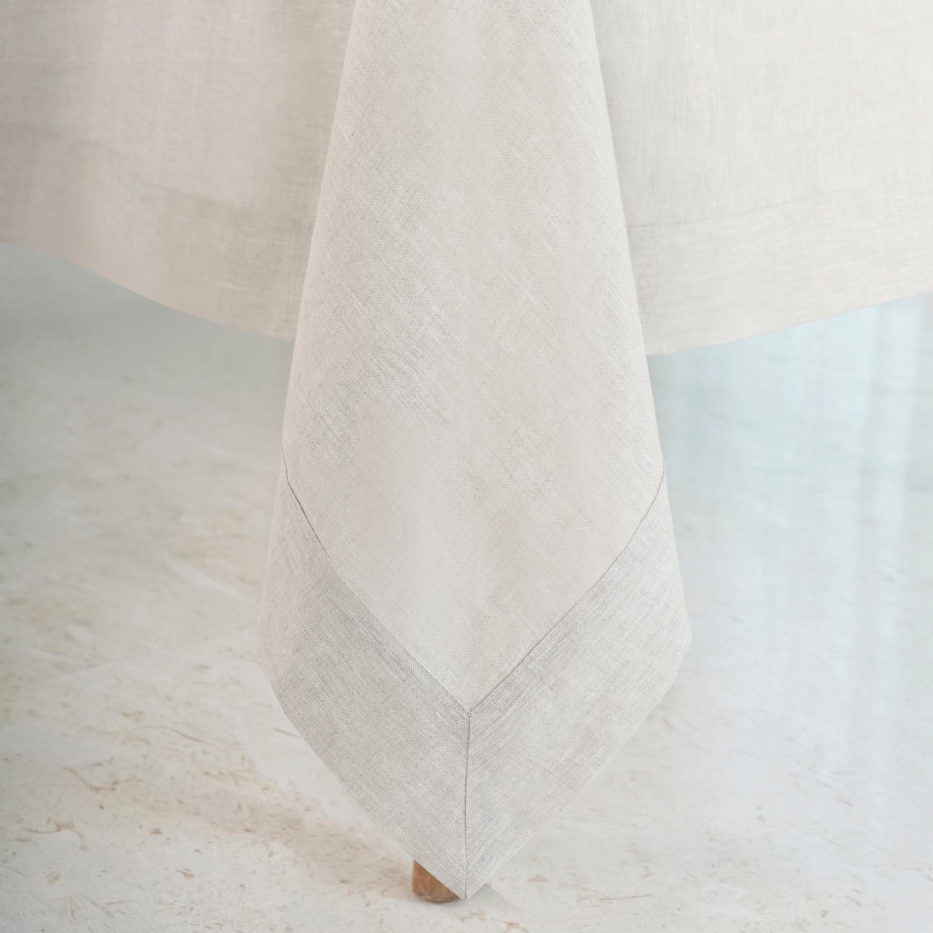 Light Natural Linen Tablecloth, Hemmed