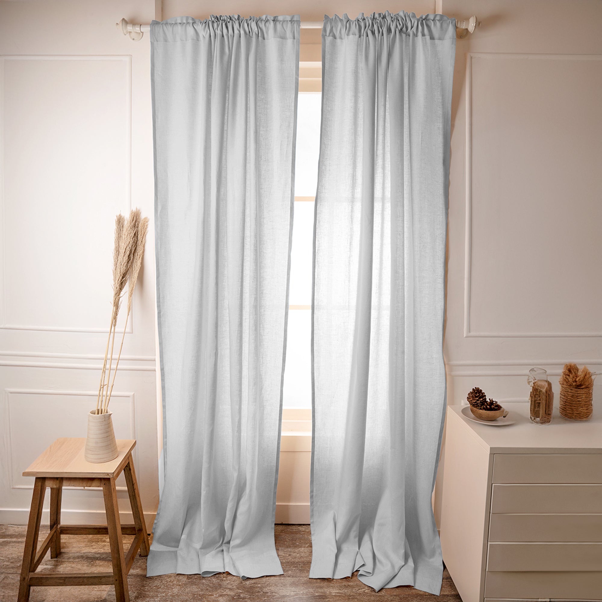 Silver Grey Linen Curtain