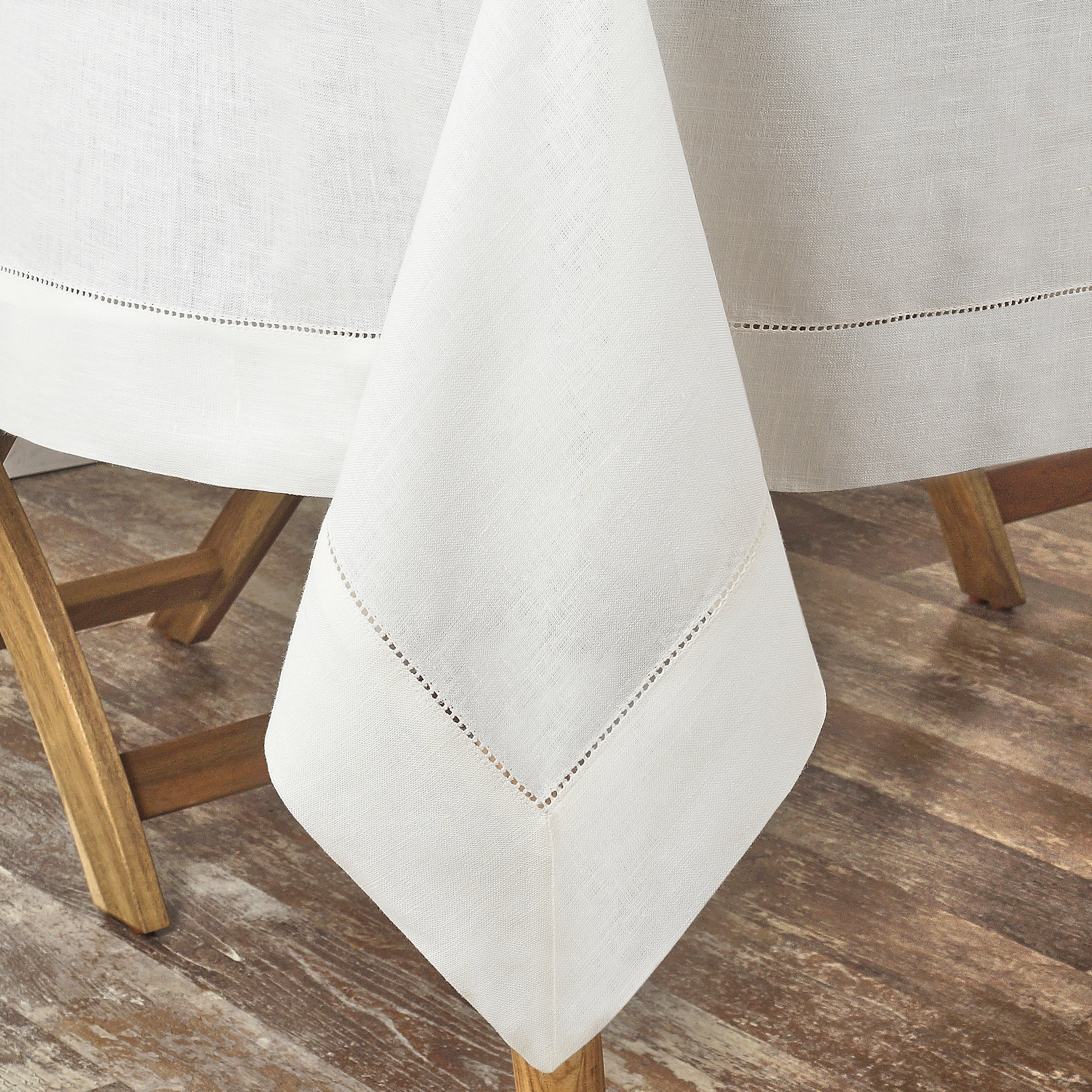 Ivory Linen Tablecloth, Hemstitch