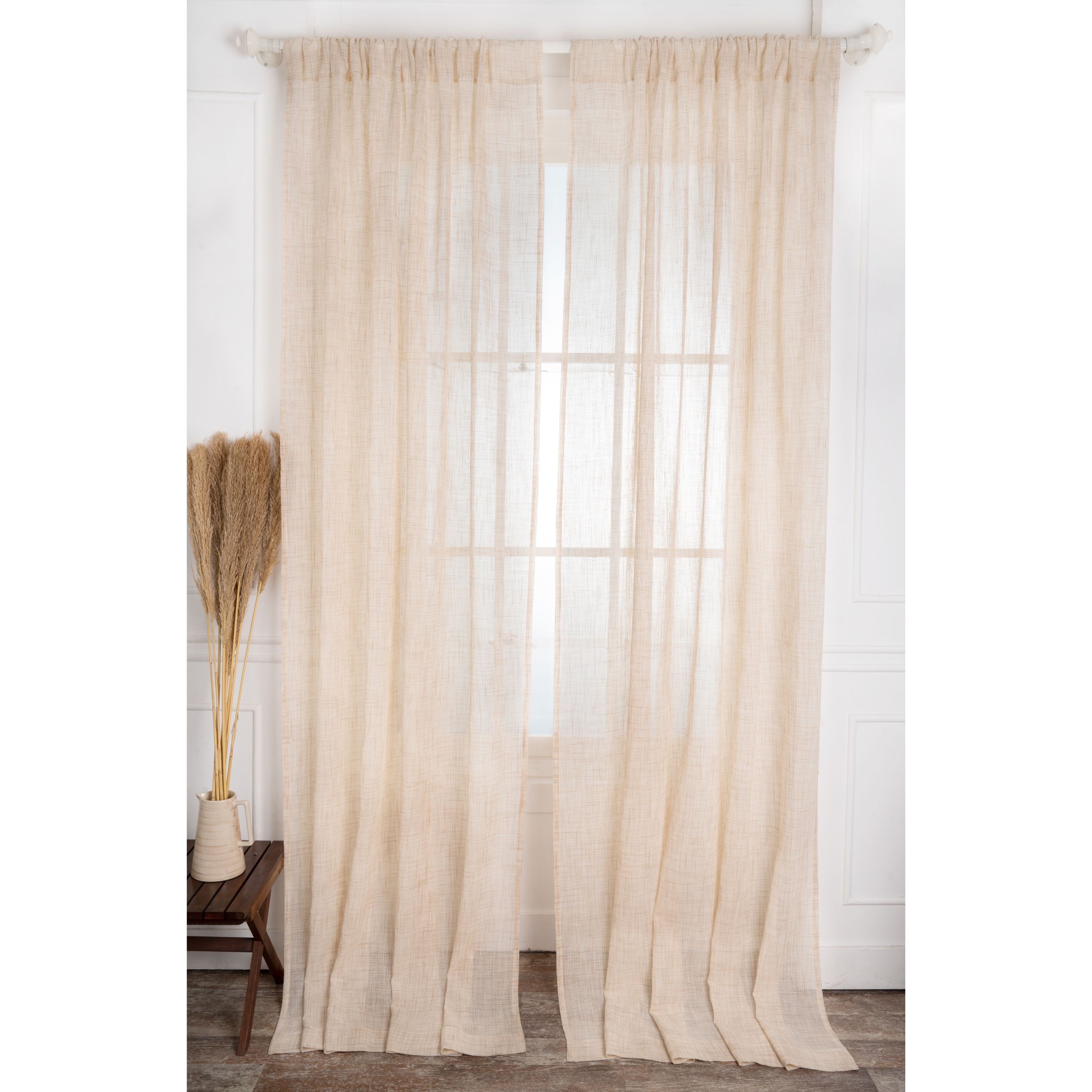 Beige and Cream Faux Jute Curtain