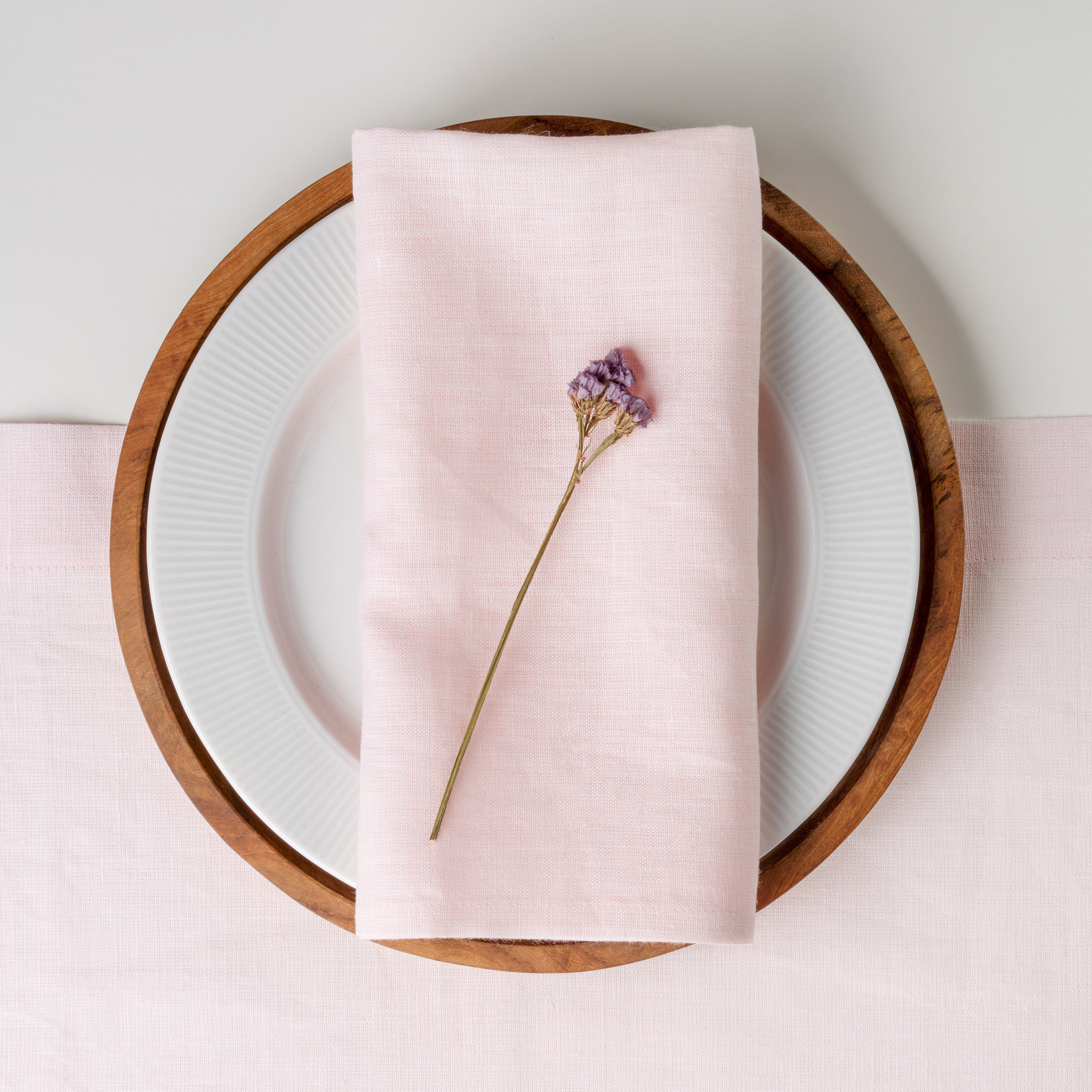 Pastel Pink Linen Napkins, Hemmed, 18 x 18 inch, 4 pcs