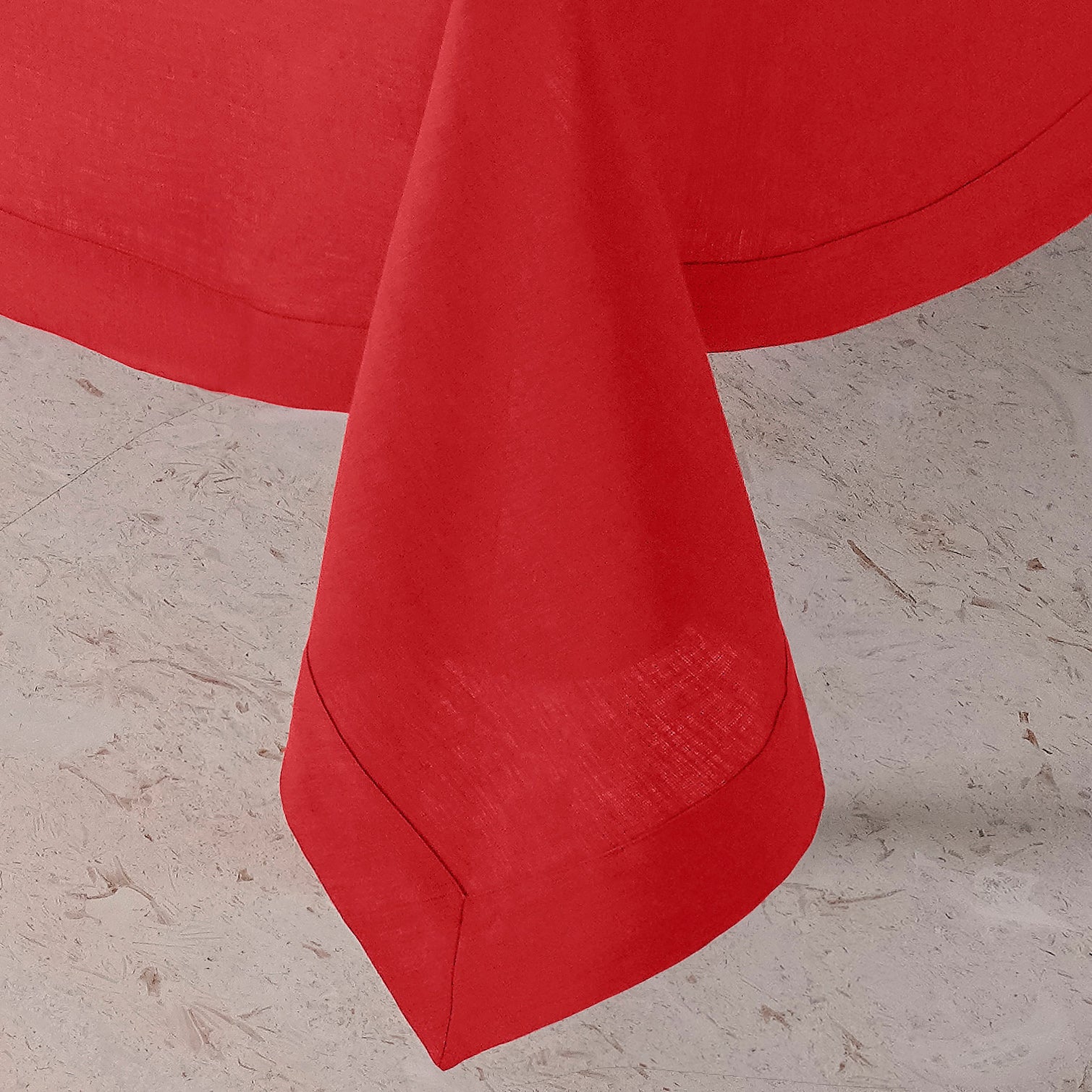 Bright Red Linen Tablecloth, Hemmed