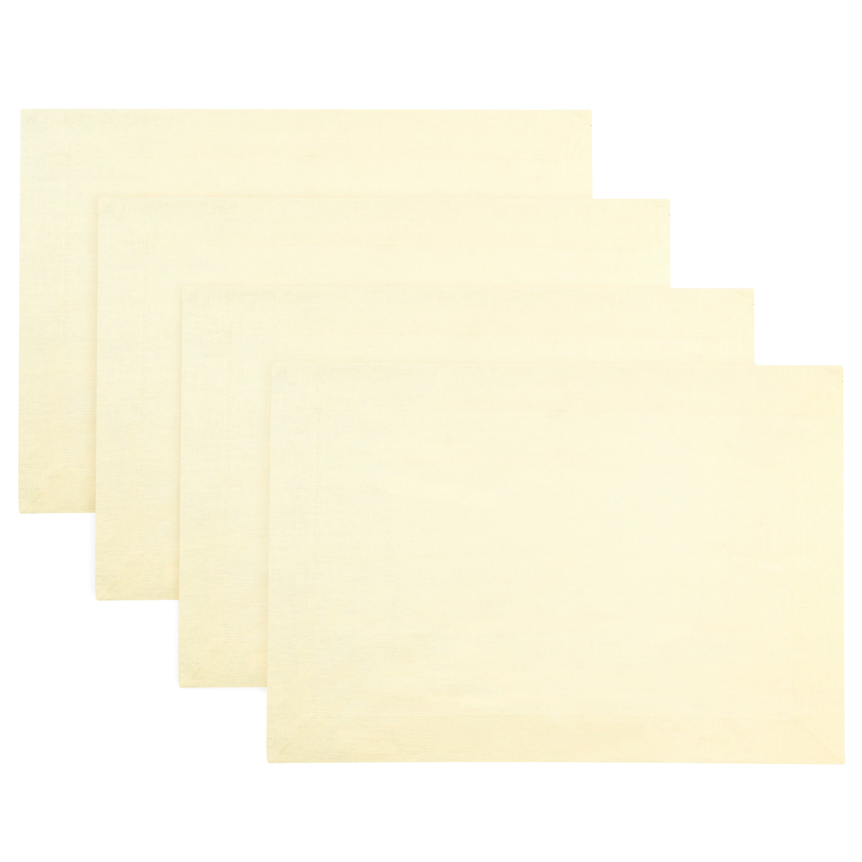 Cream Linen Placemats, Hemmed, 14 x 19 inch, 4 pcs