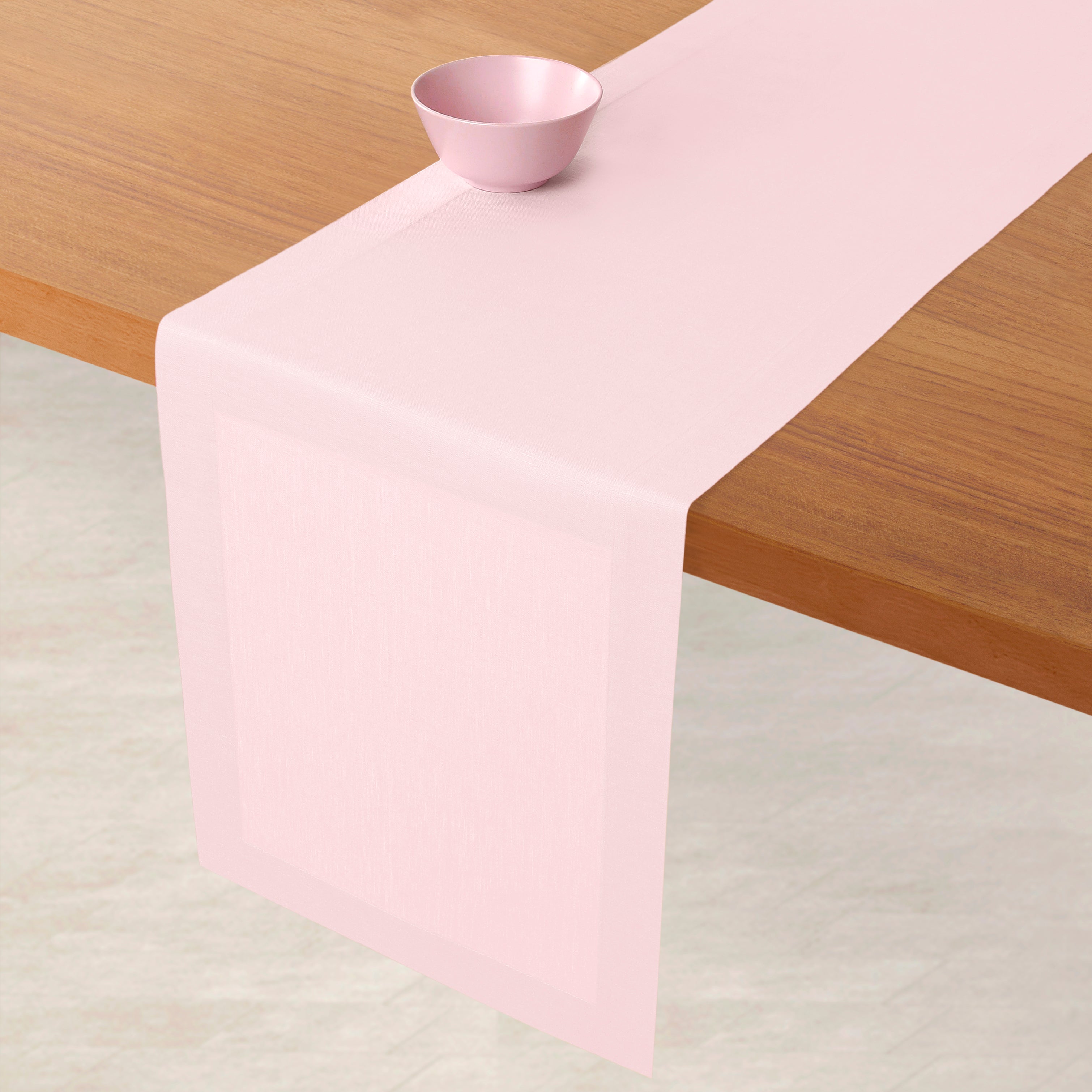 Pastel Pink Linen Table Runner, Hemmed