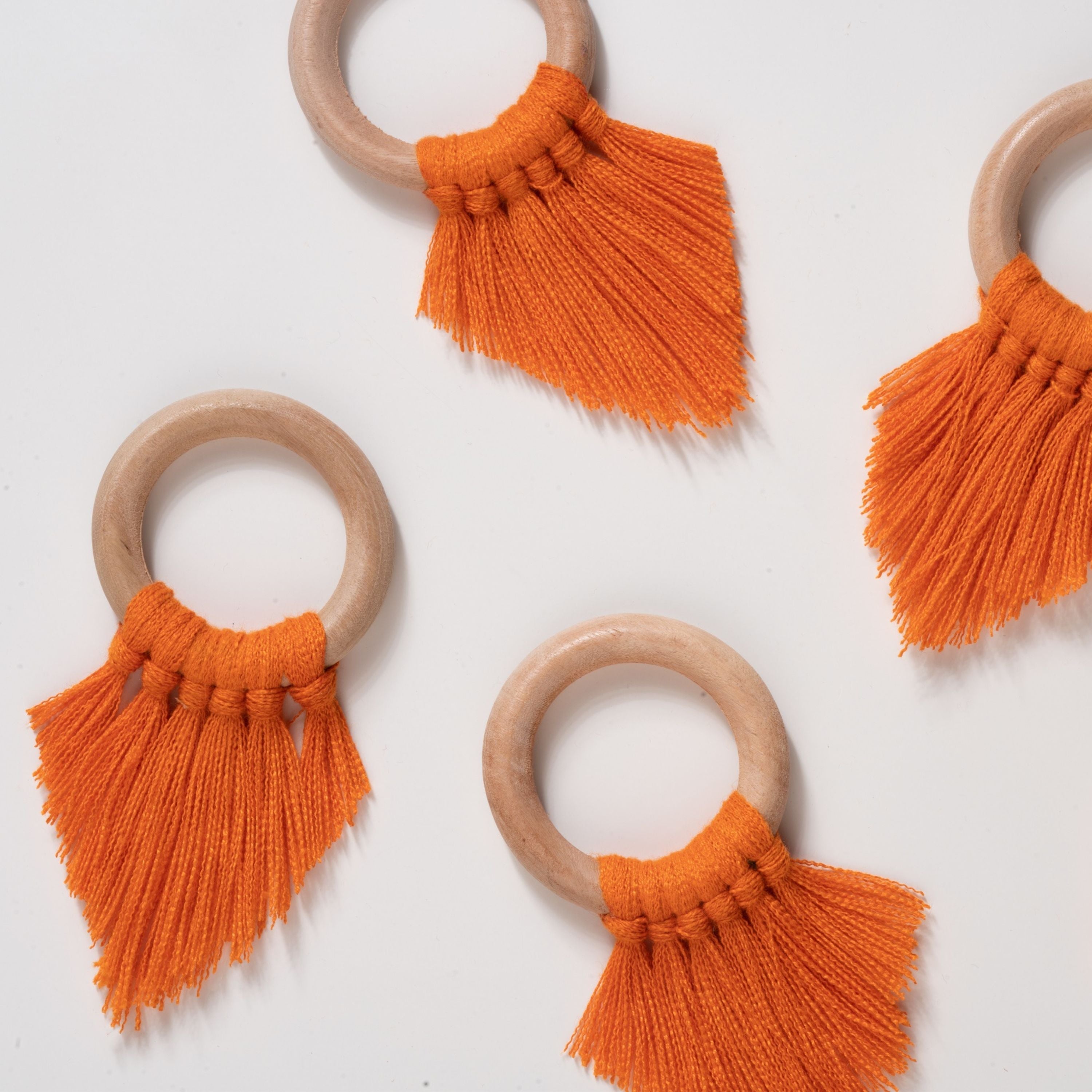 Orange Napkin Rings With Fringe