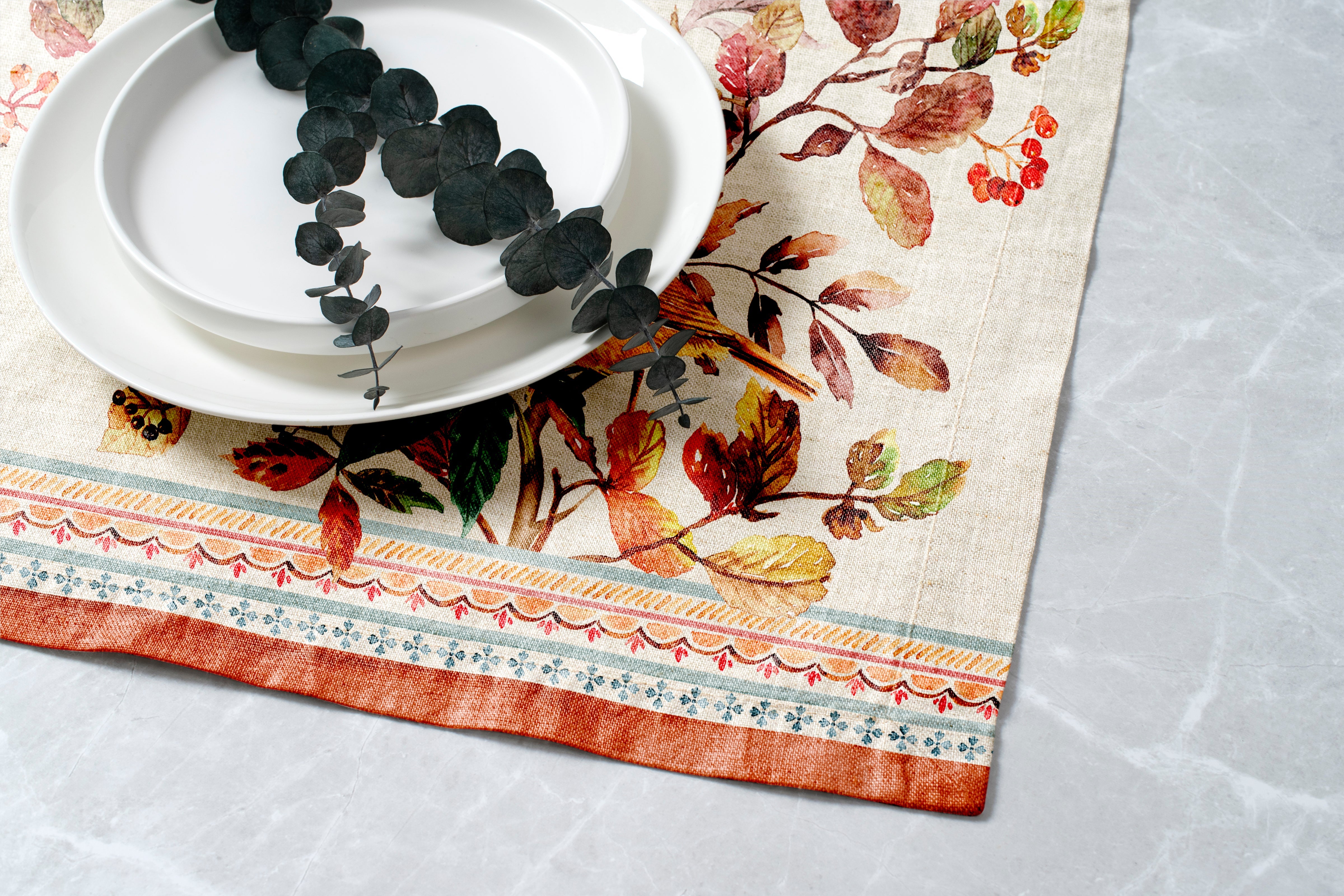 Autumn Songbirds Placemats - Placemats for Autumn Gatherings  - 14 x 19 Inch, 12 pcs