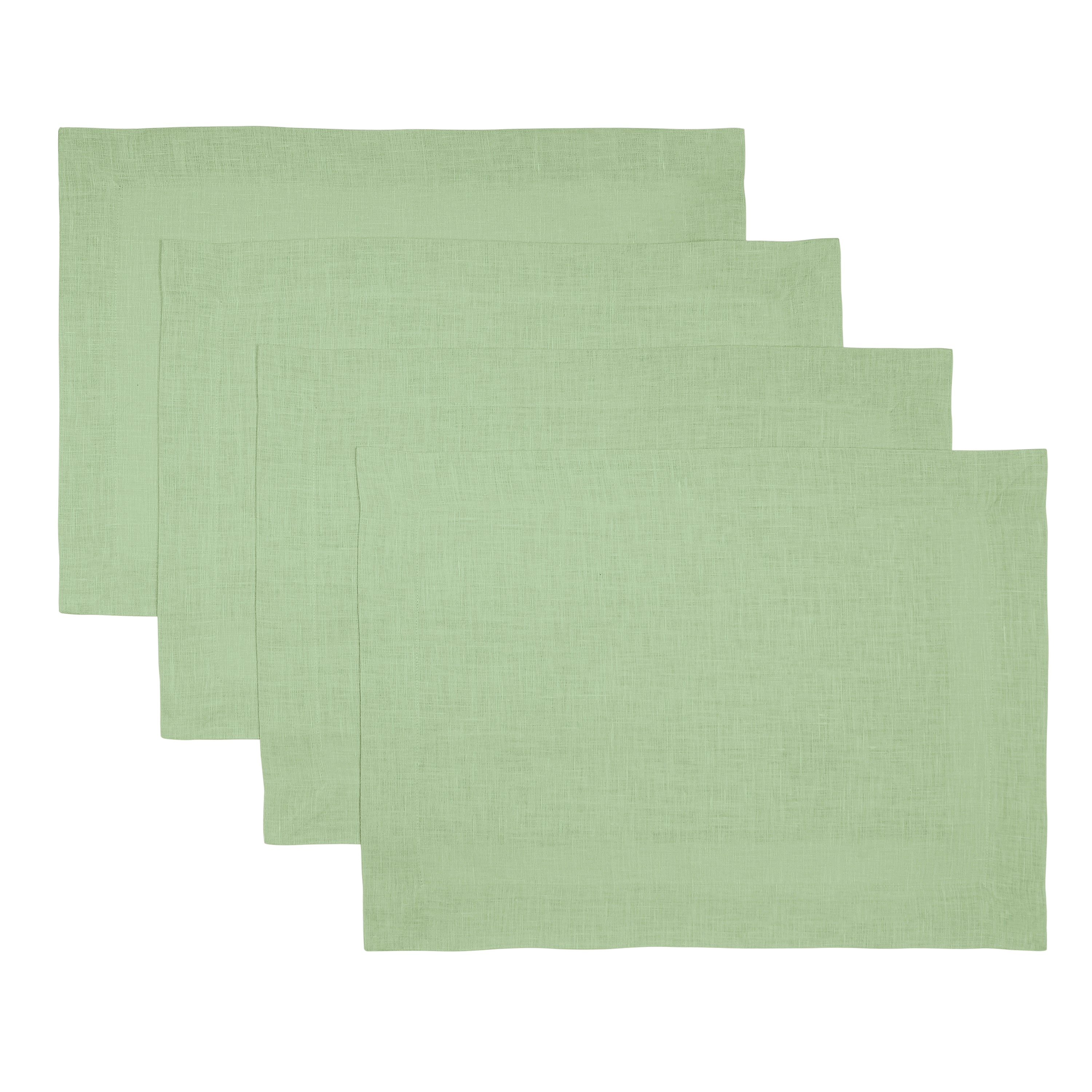 Sage Green Linen Placemats, Hemmed, 14 x 19 inch, 4 pcs