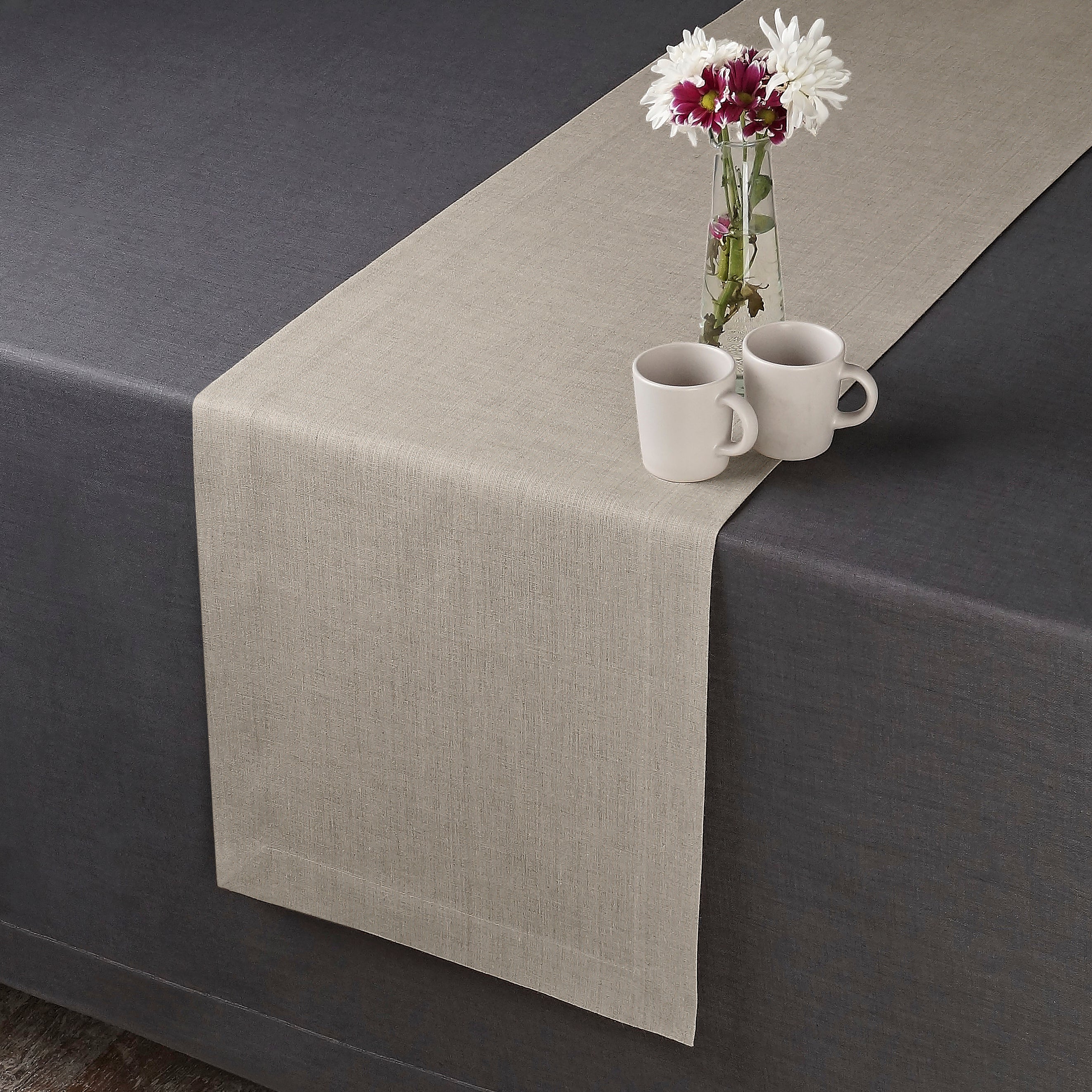 Natural Linen Table Runner, Hemmed