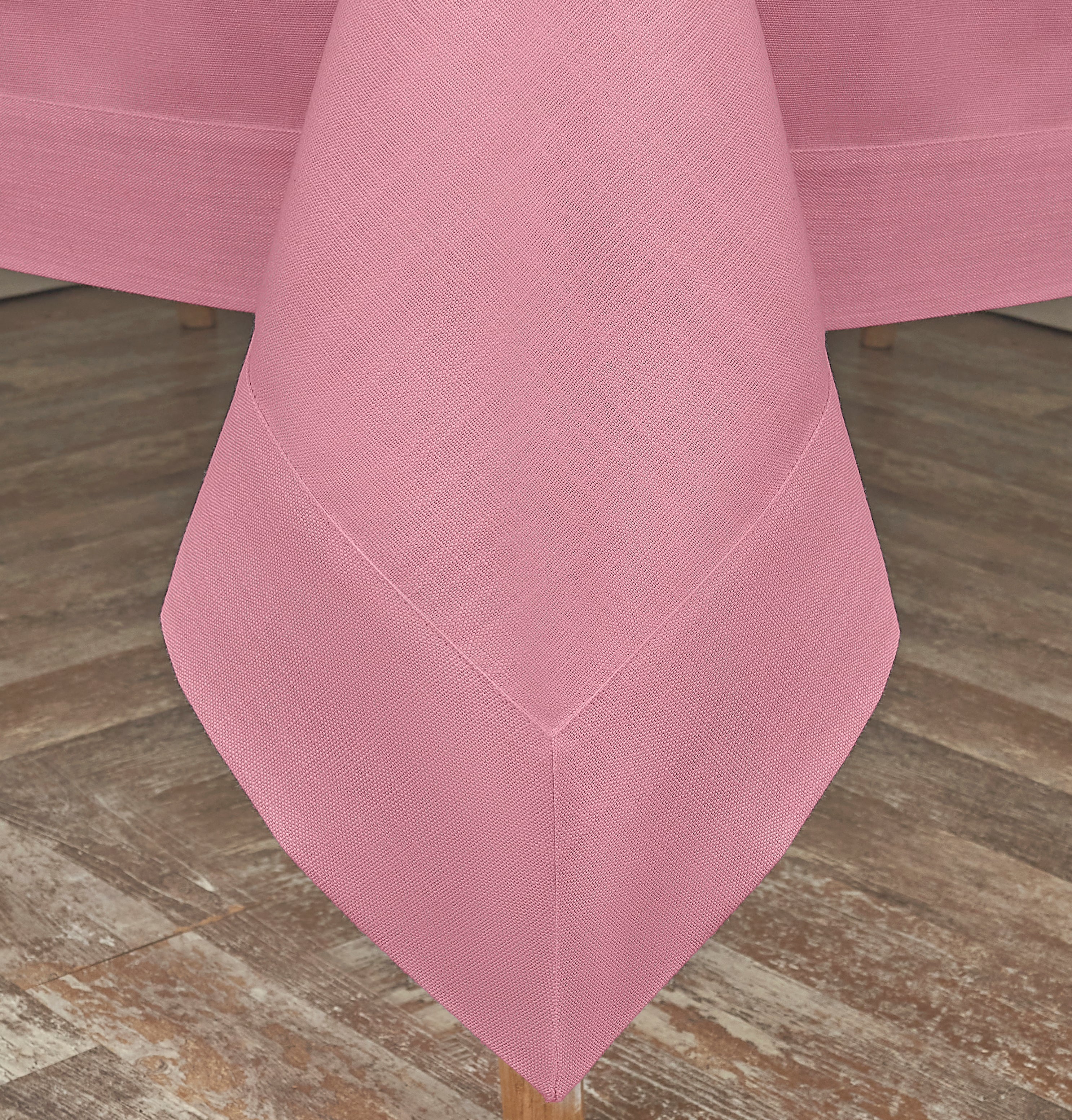 Dusty Pink Tablecloth, Faux Linen, Mitered Corner