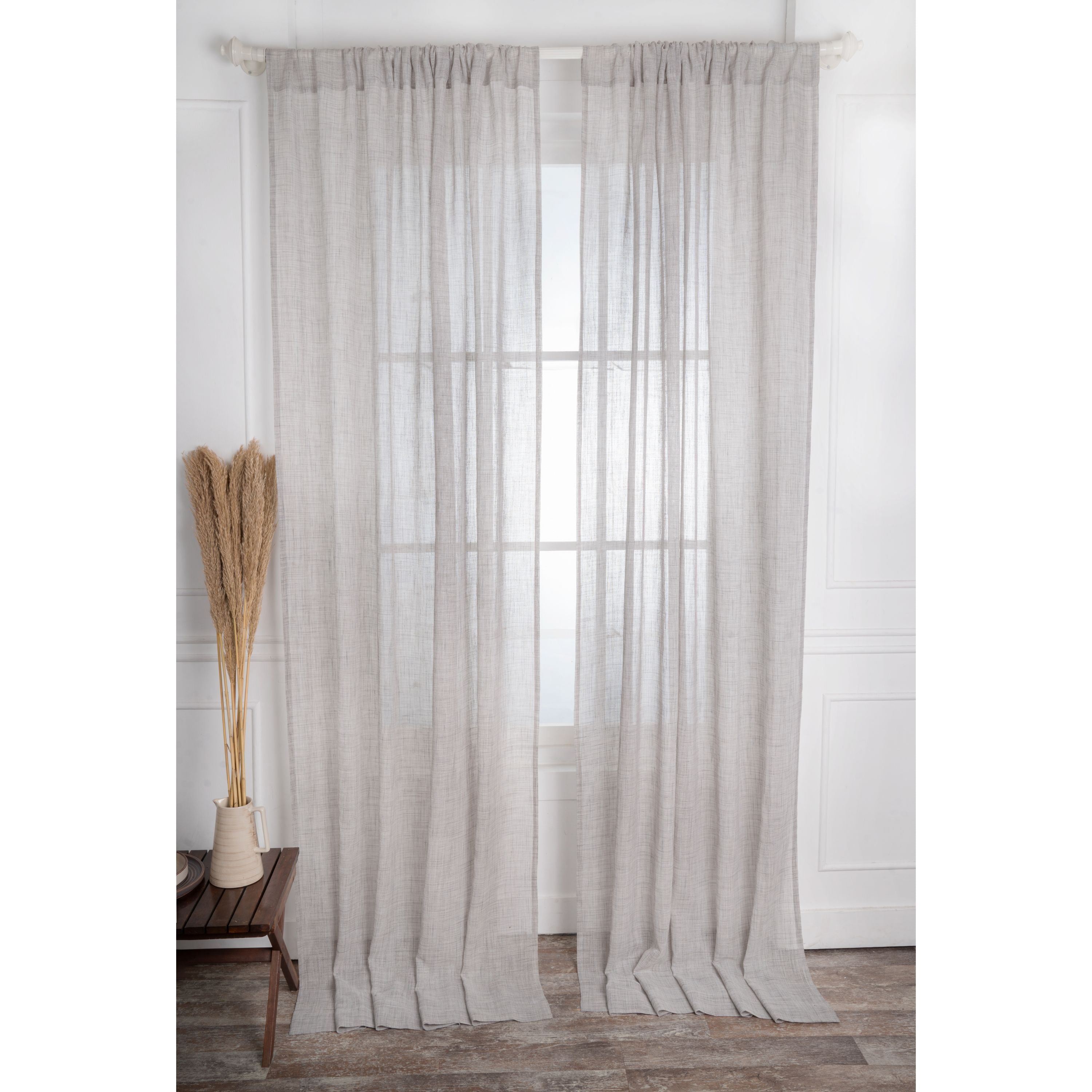 Light Grey Faux Jute Curtain