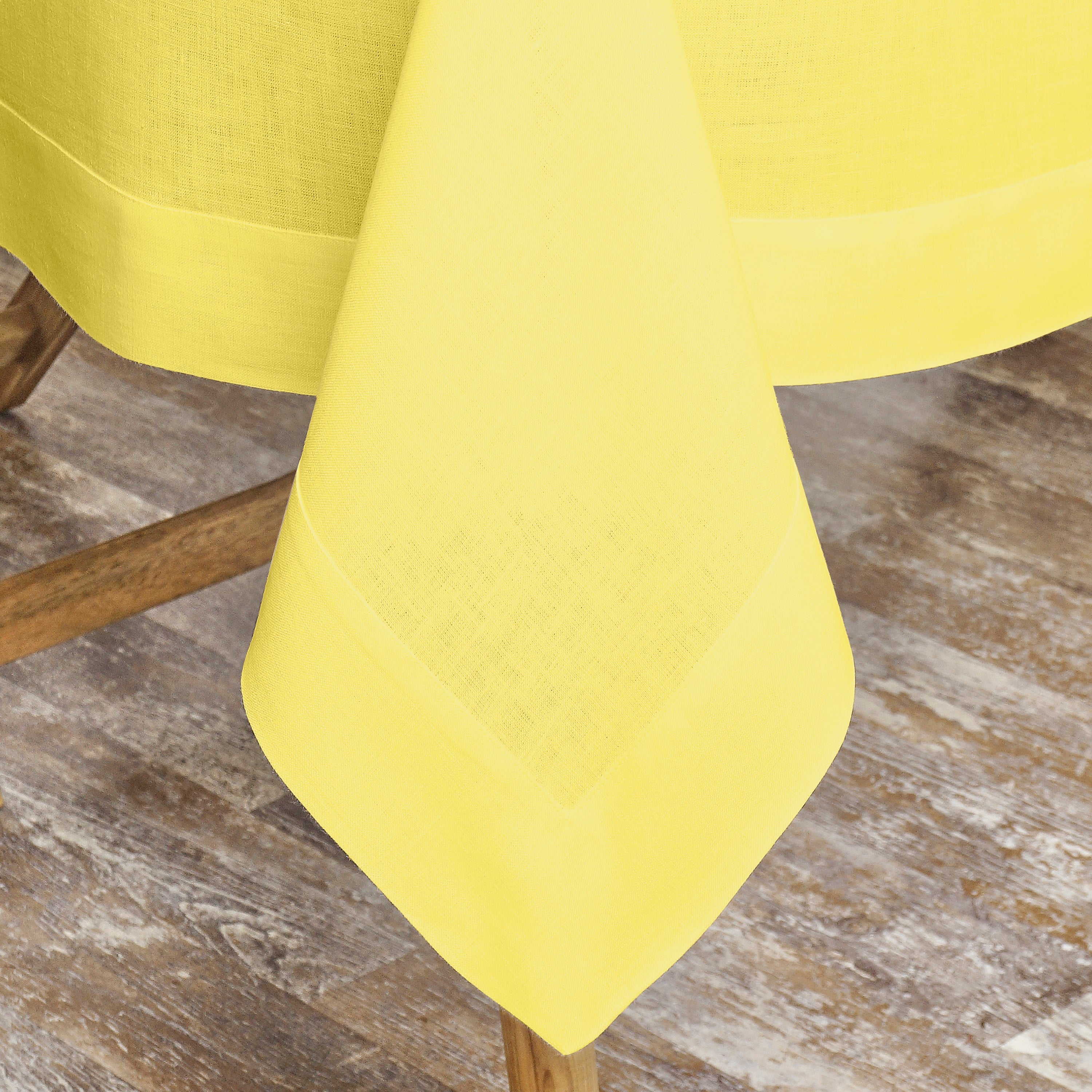 Lemon Yellow Linen Tablecloth, Hemmed