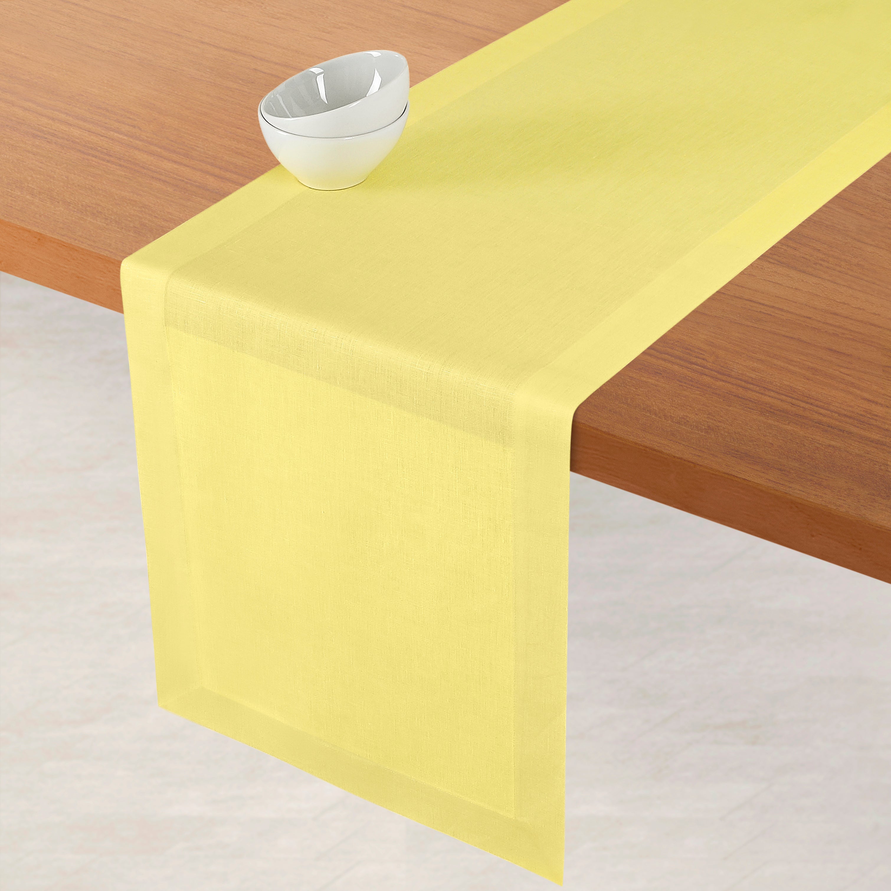 Lemon Yellow Linen Table Runner, Hemmed