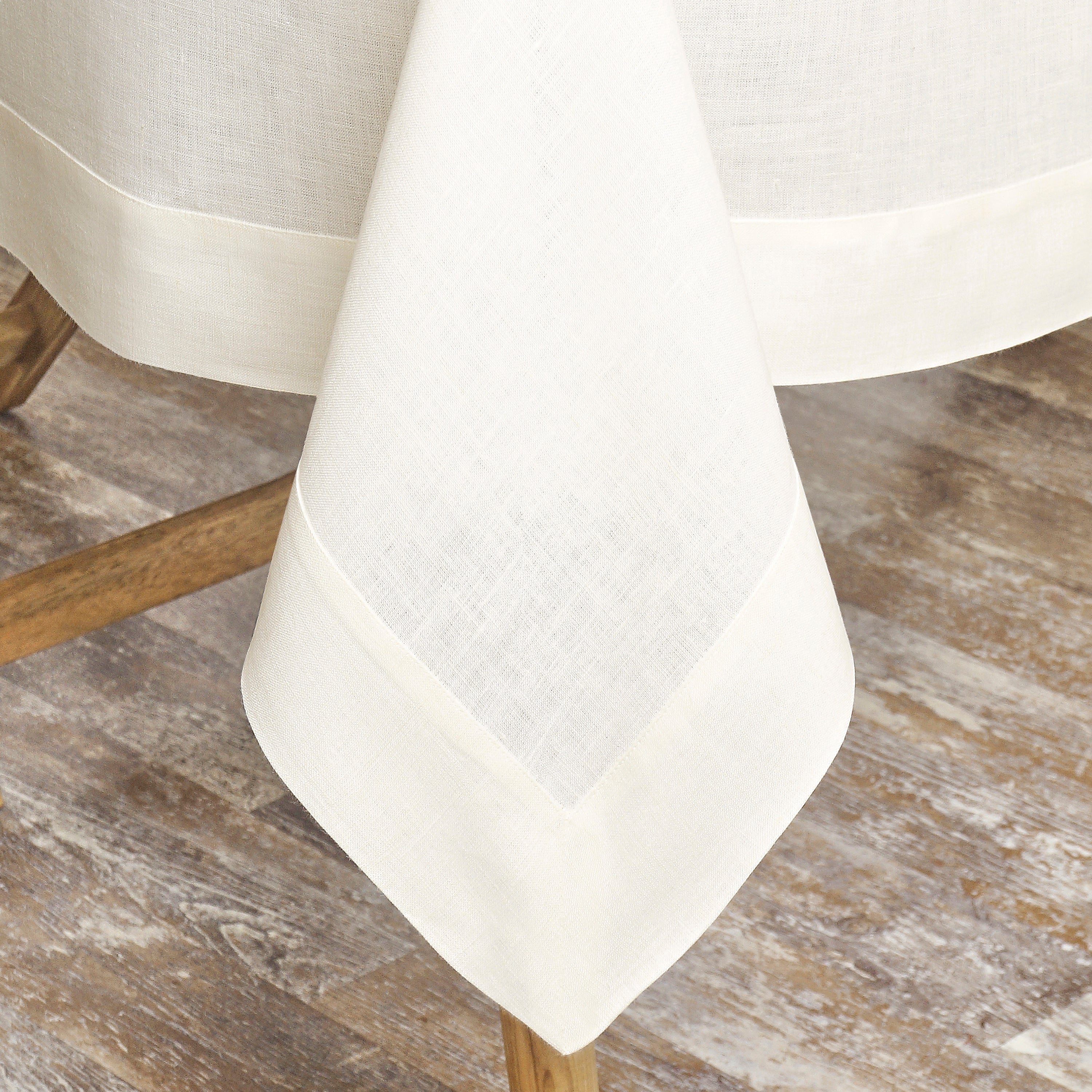 Ivory Linen Tablecloth, Hemmed