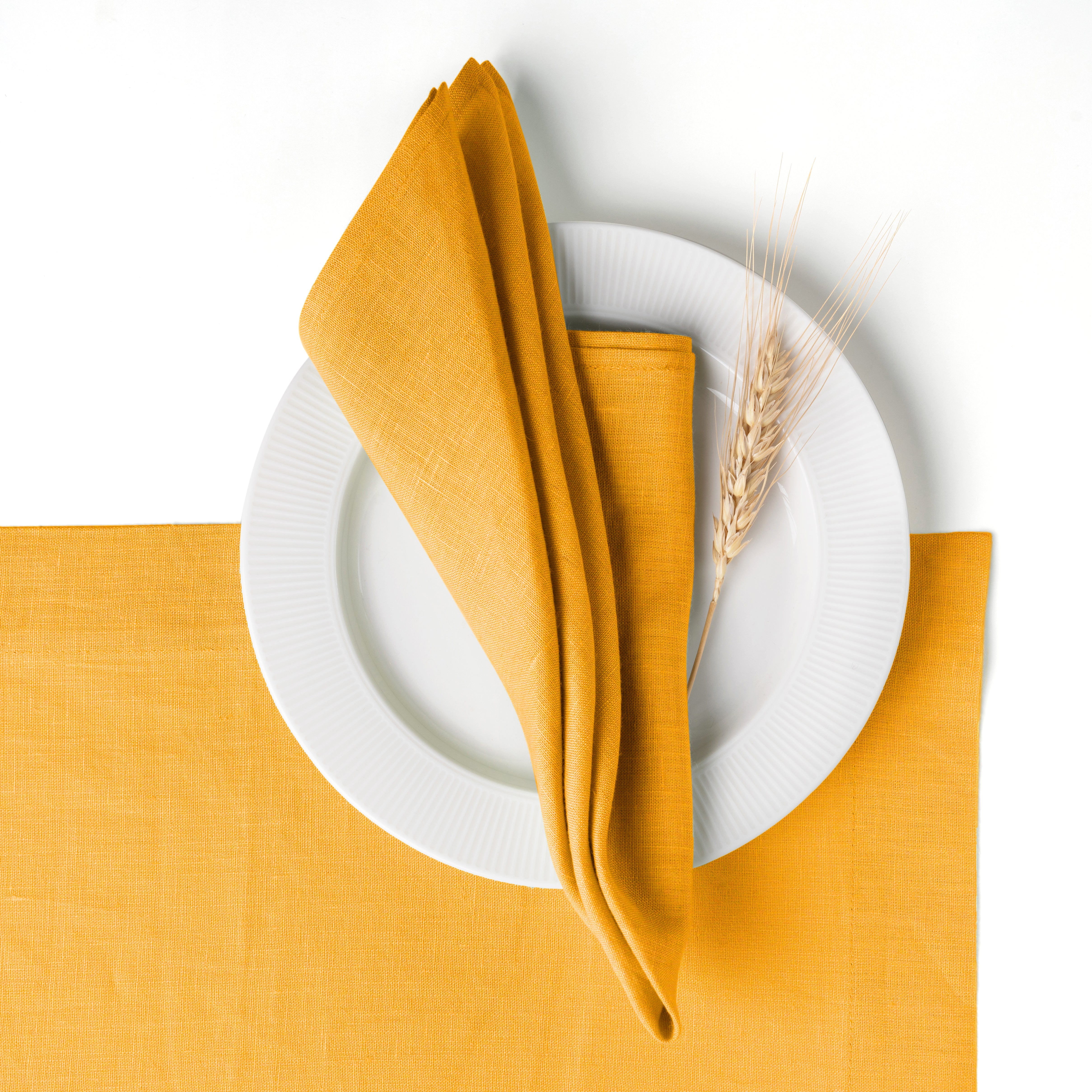 Sunflower Yellow Linen Napkins, Hemmed, 18 x 18 inch, 4 pcs