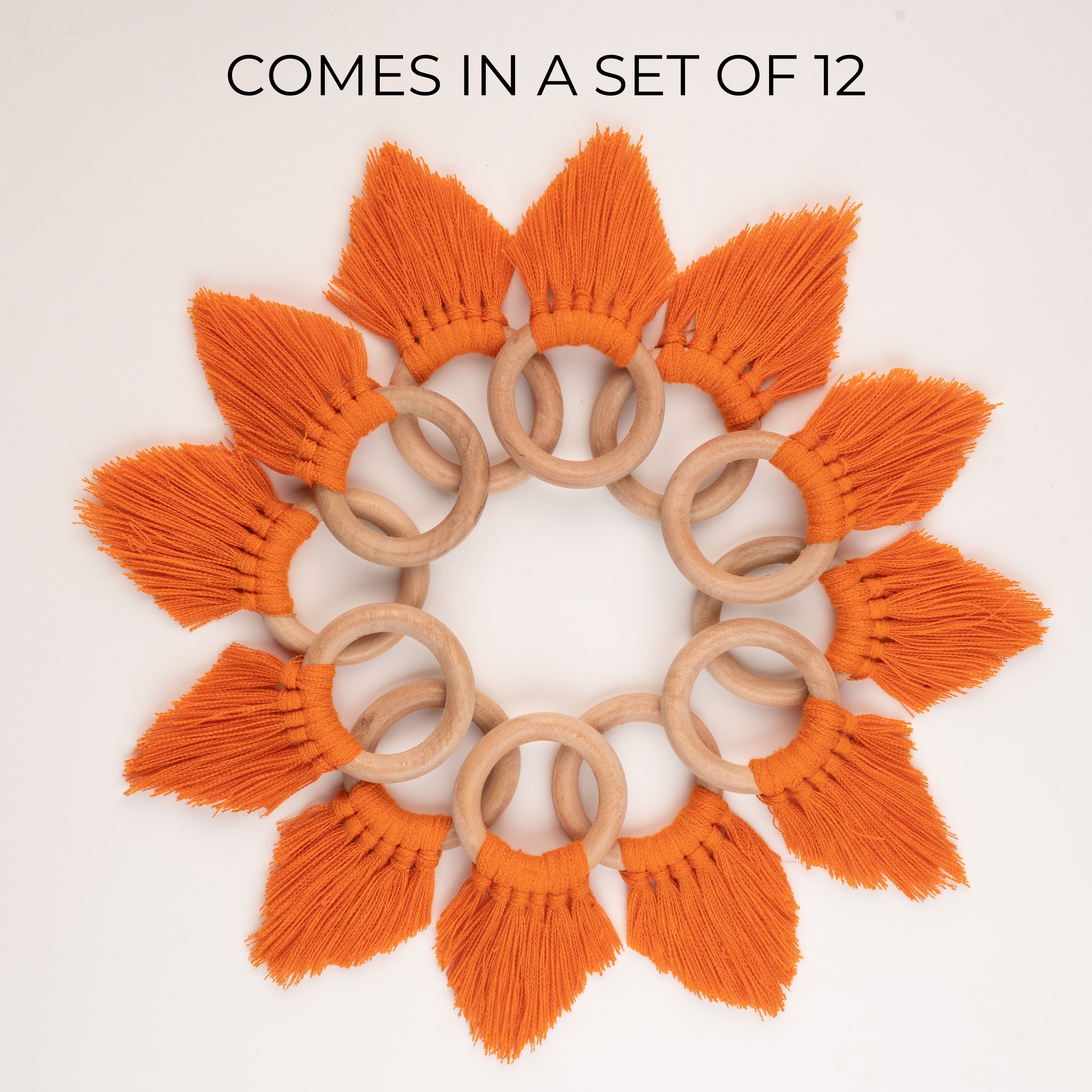 Orange Napkin Rings With Fringe