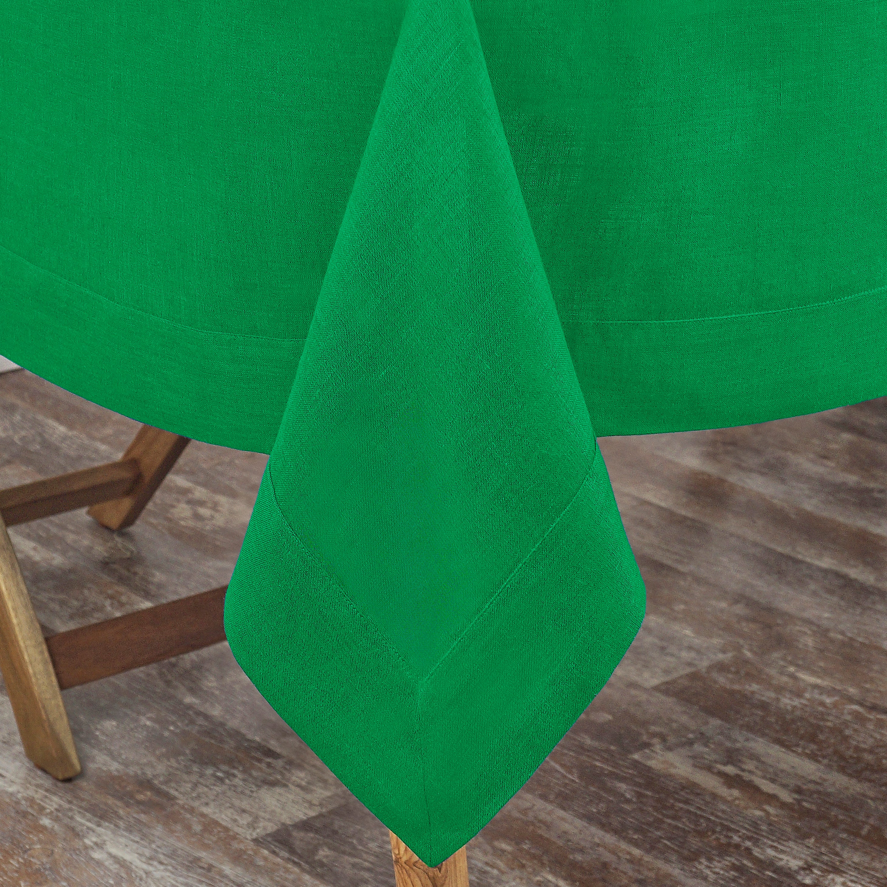 Kelly Green Linen Tablecloth, Hemmed