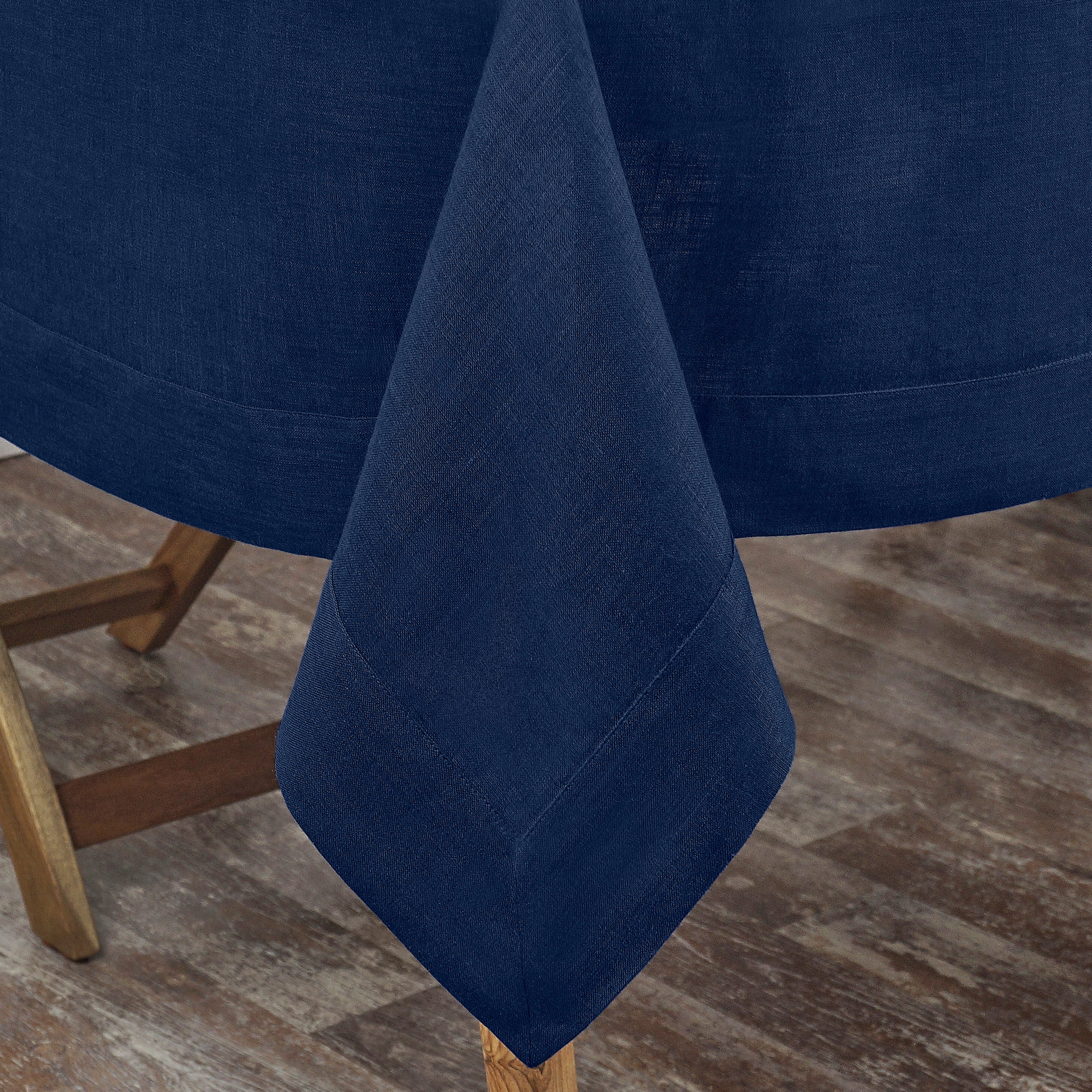 Navy Blue Linen Tablecloth, Hemmed