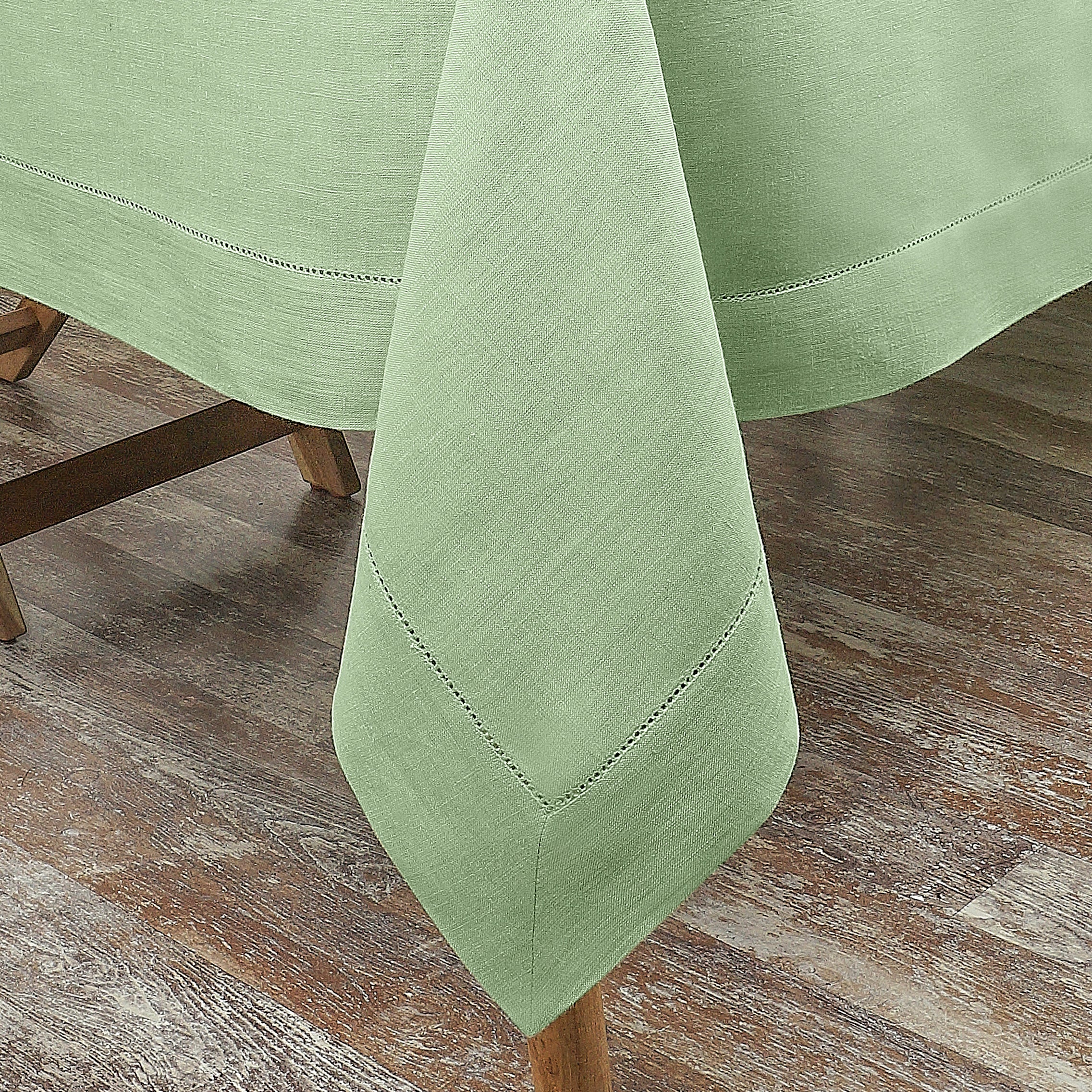 Sage Green Linen Tablecloth, Hemstitch