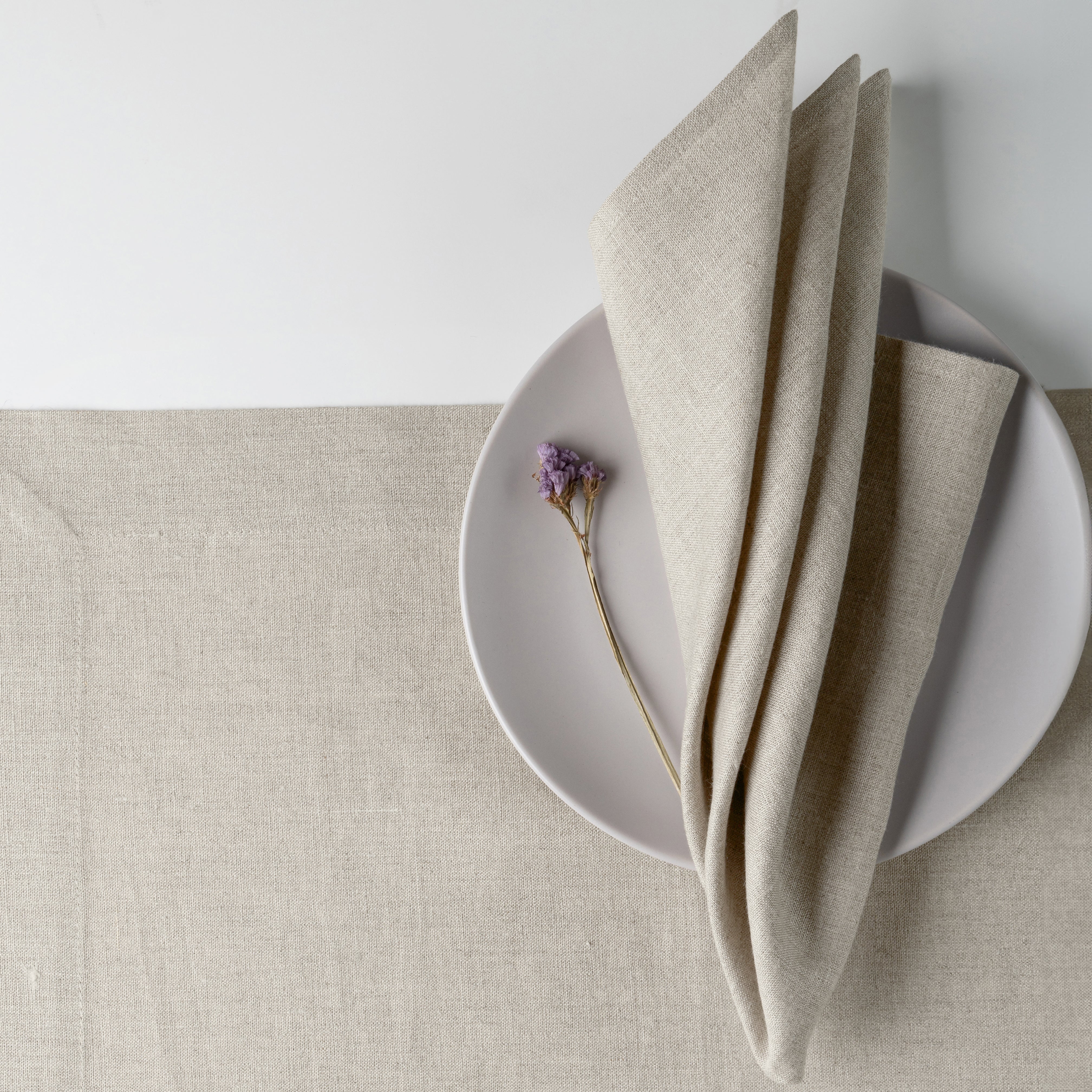 Natural Linen Dinner Napkins 17 x 17 Inch Set of 4 - Hemmed