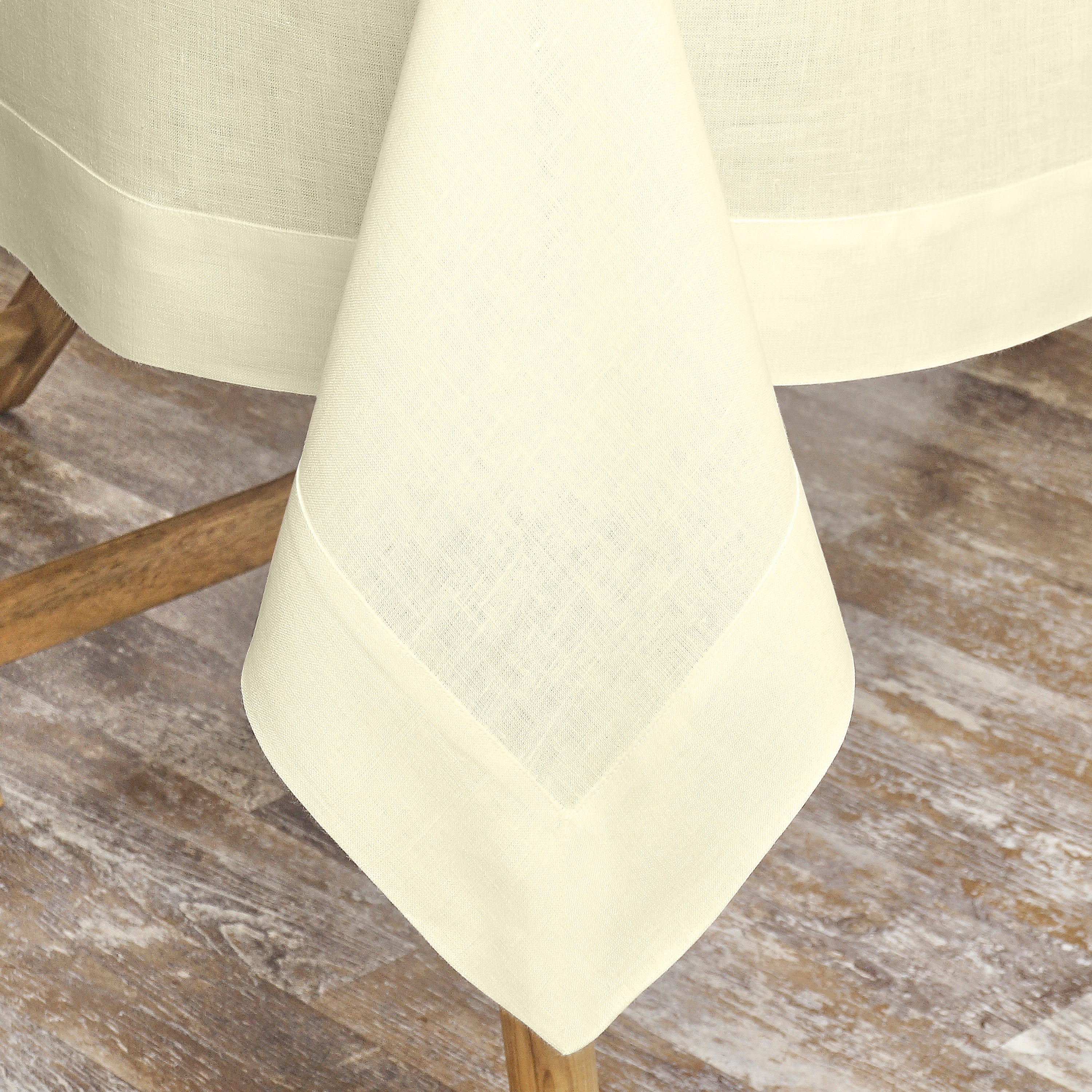 Cream Linen Tablecloth, Hemmed