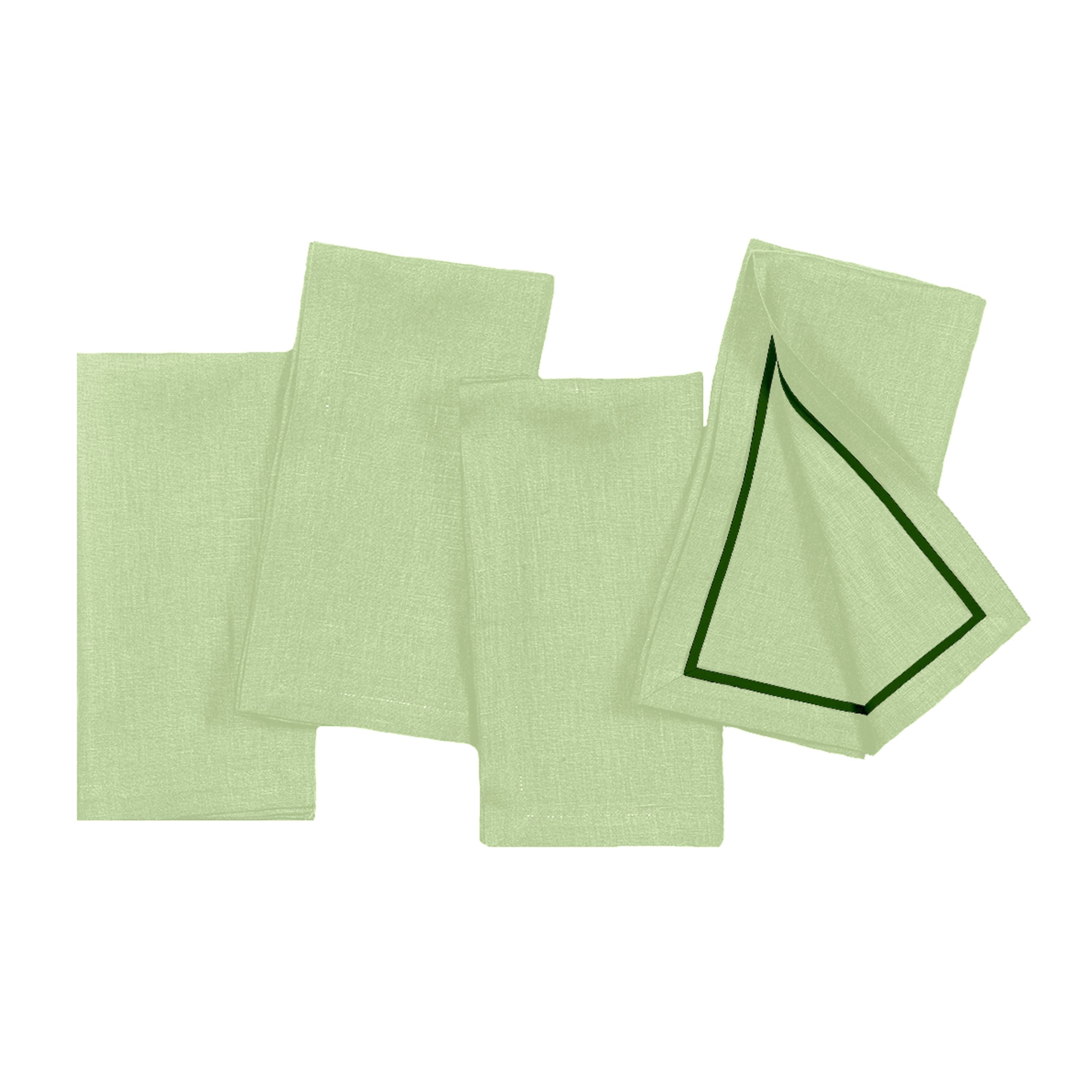 Sage Green and Forest Green Linen Napkins, Reversible, 20 x 20 inch, 4 pcs