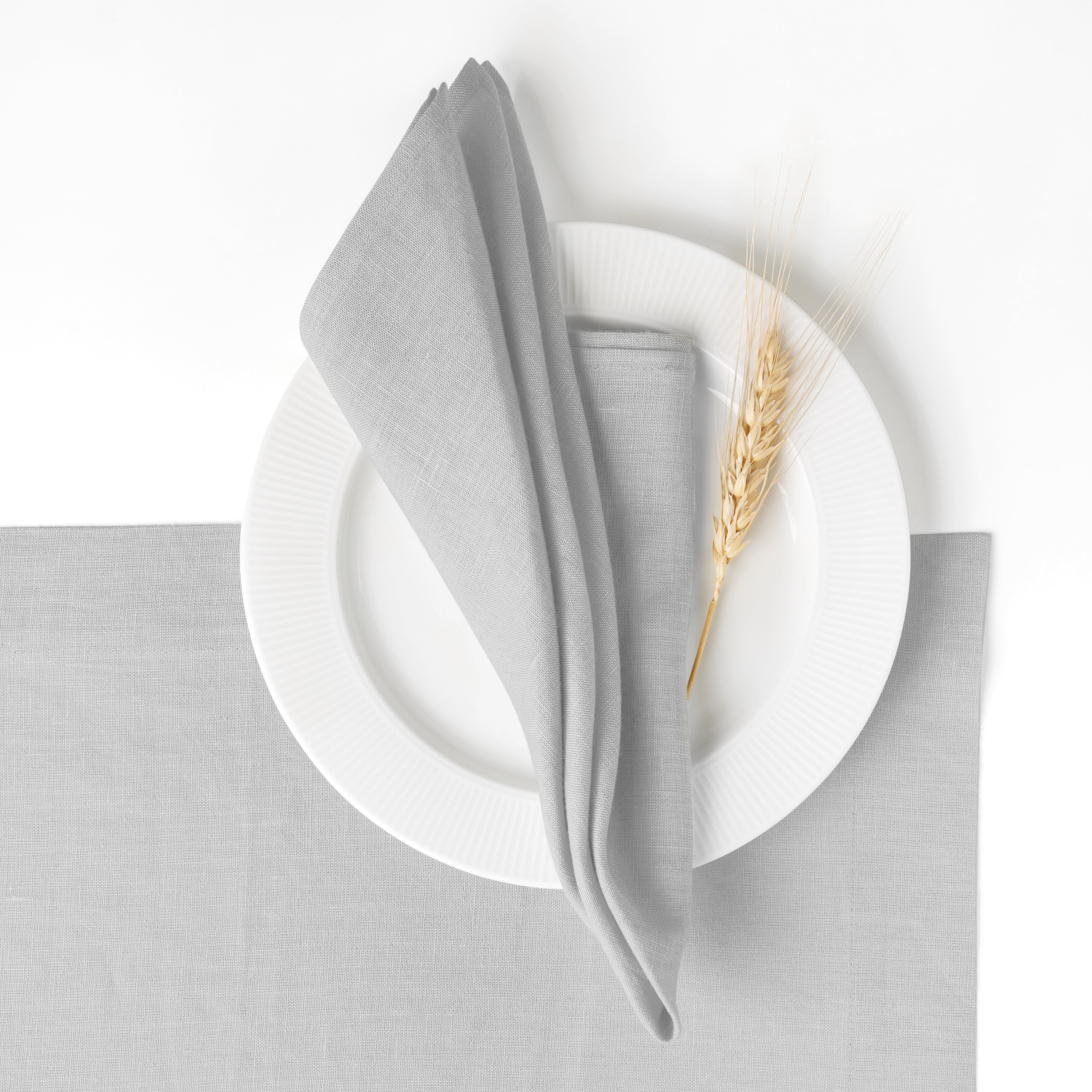 Silver Grey Linen Napkins, Hemmed, 18 x 18 inch, 4 pcs