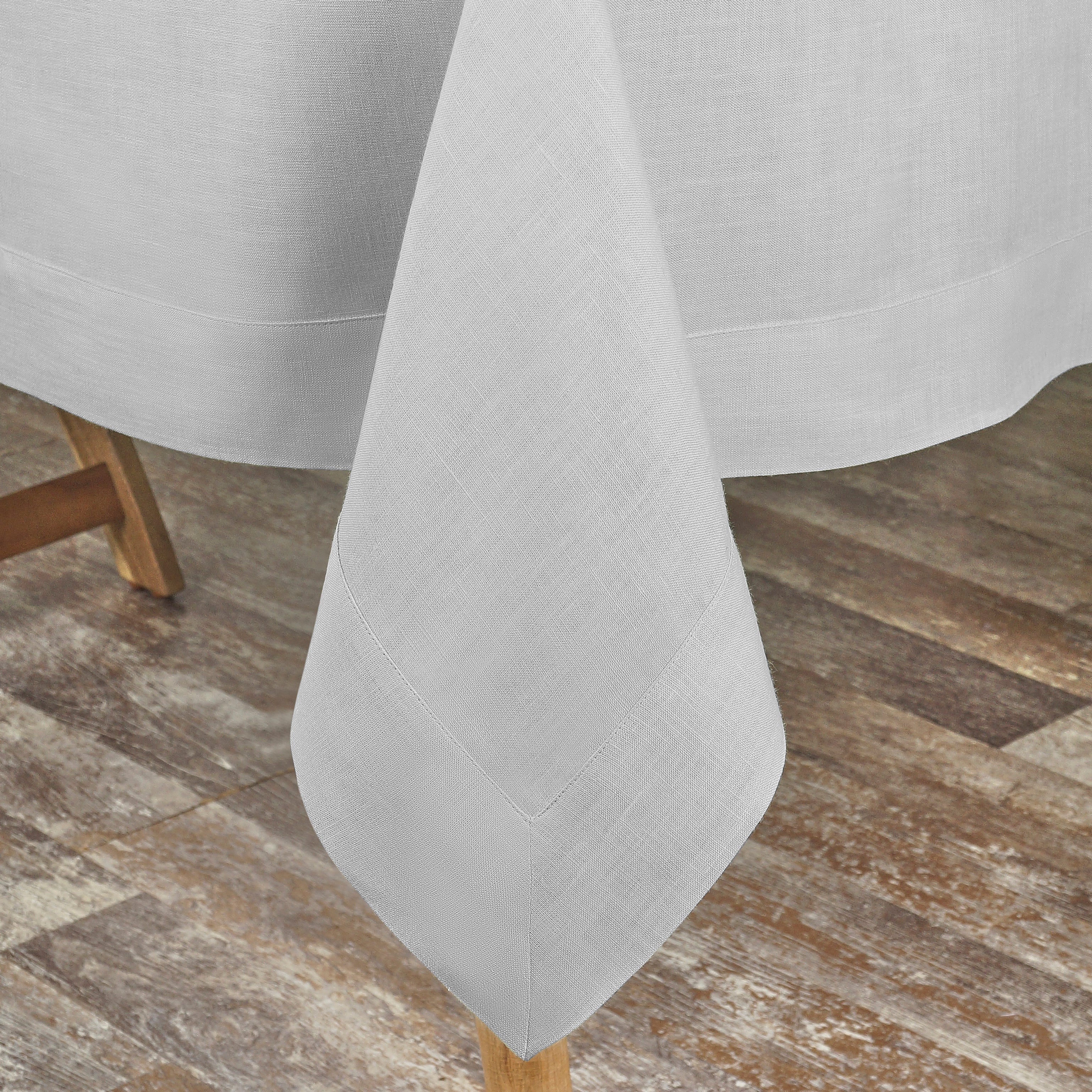 Silver Grey Linen Tablecloth, Hemmed