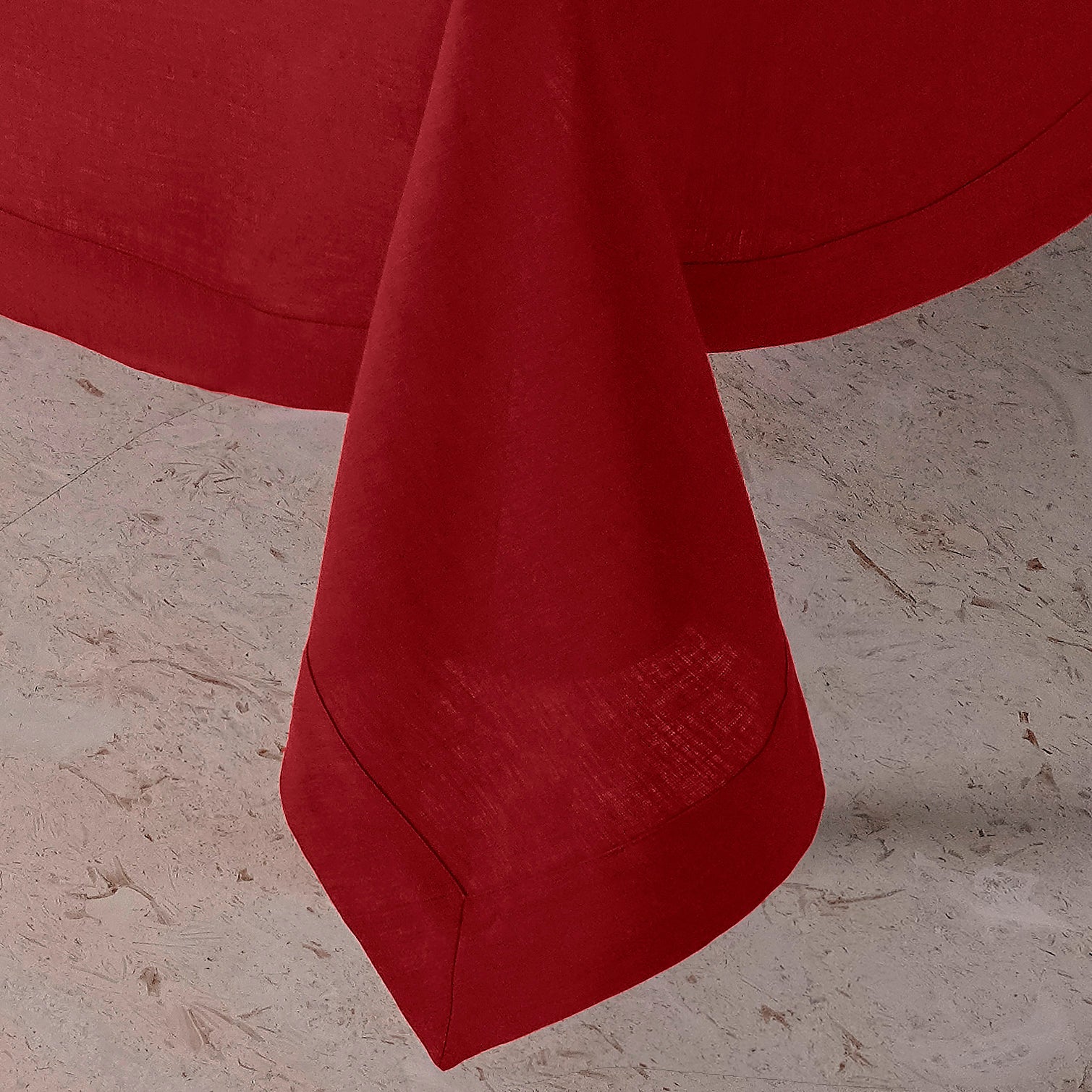 Red Linen Tablecloth, Hemmed