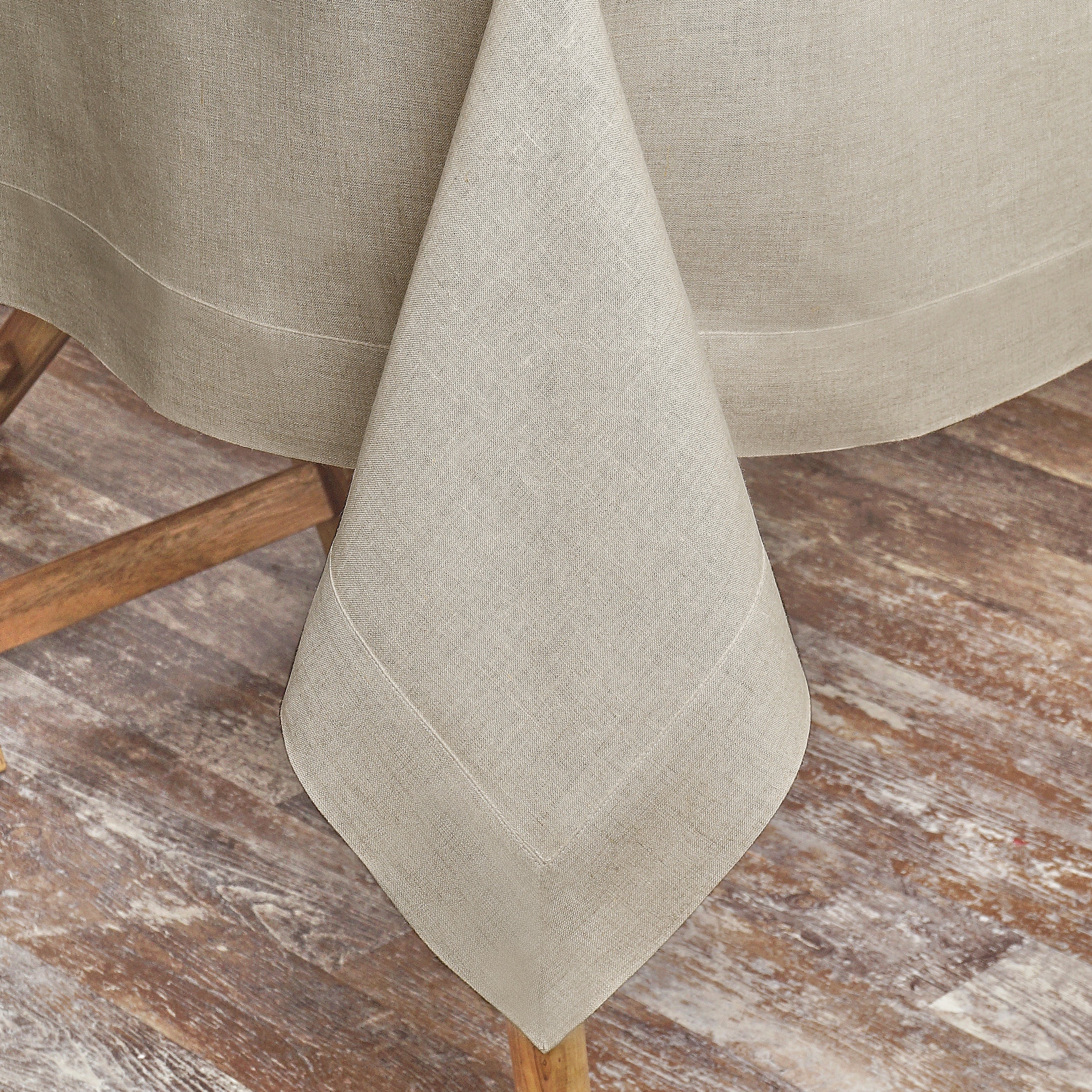 Natural Linen Tablecloth, Hemmed