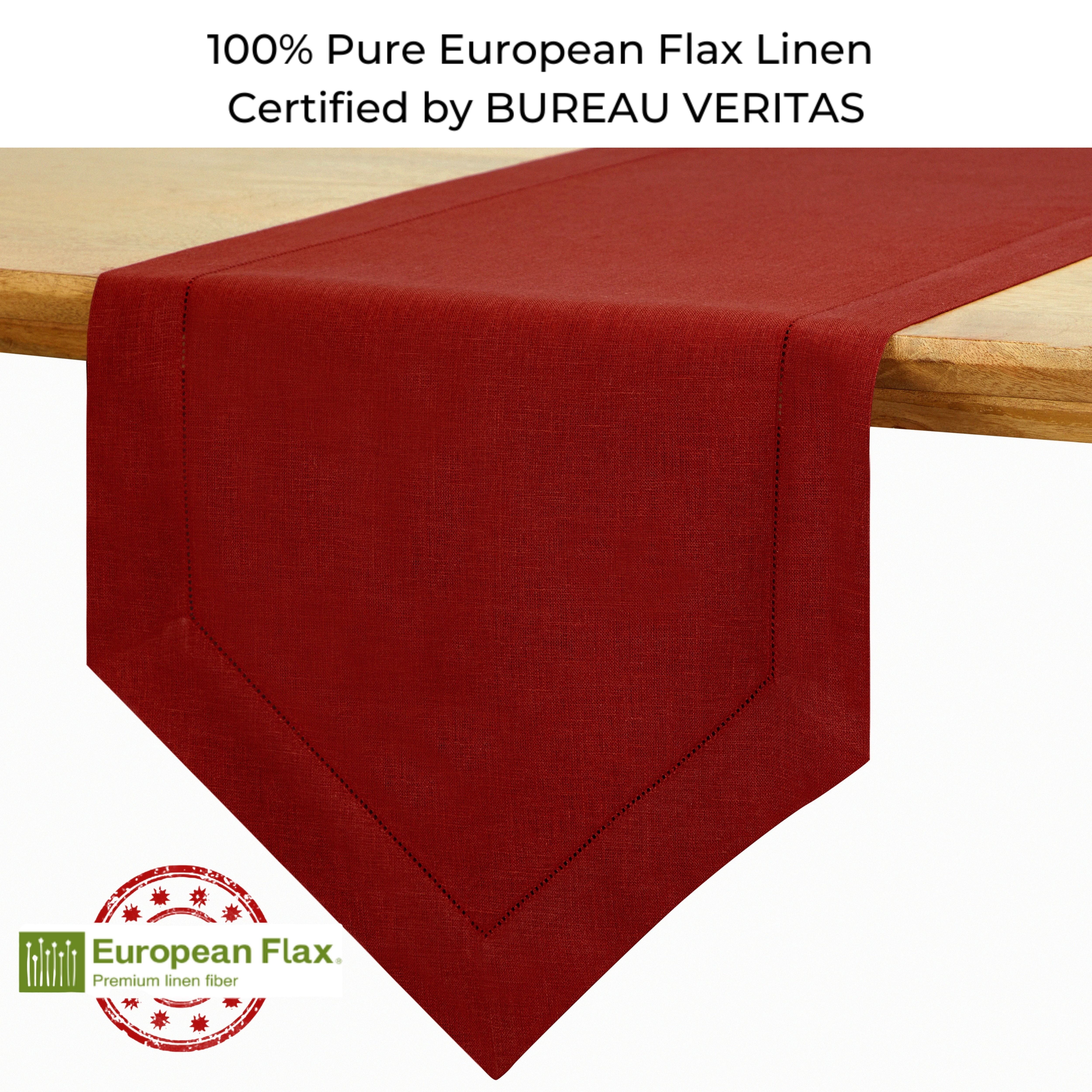 Red Linen Table Runner, Diamond