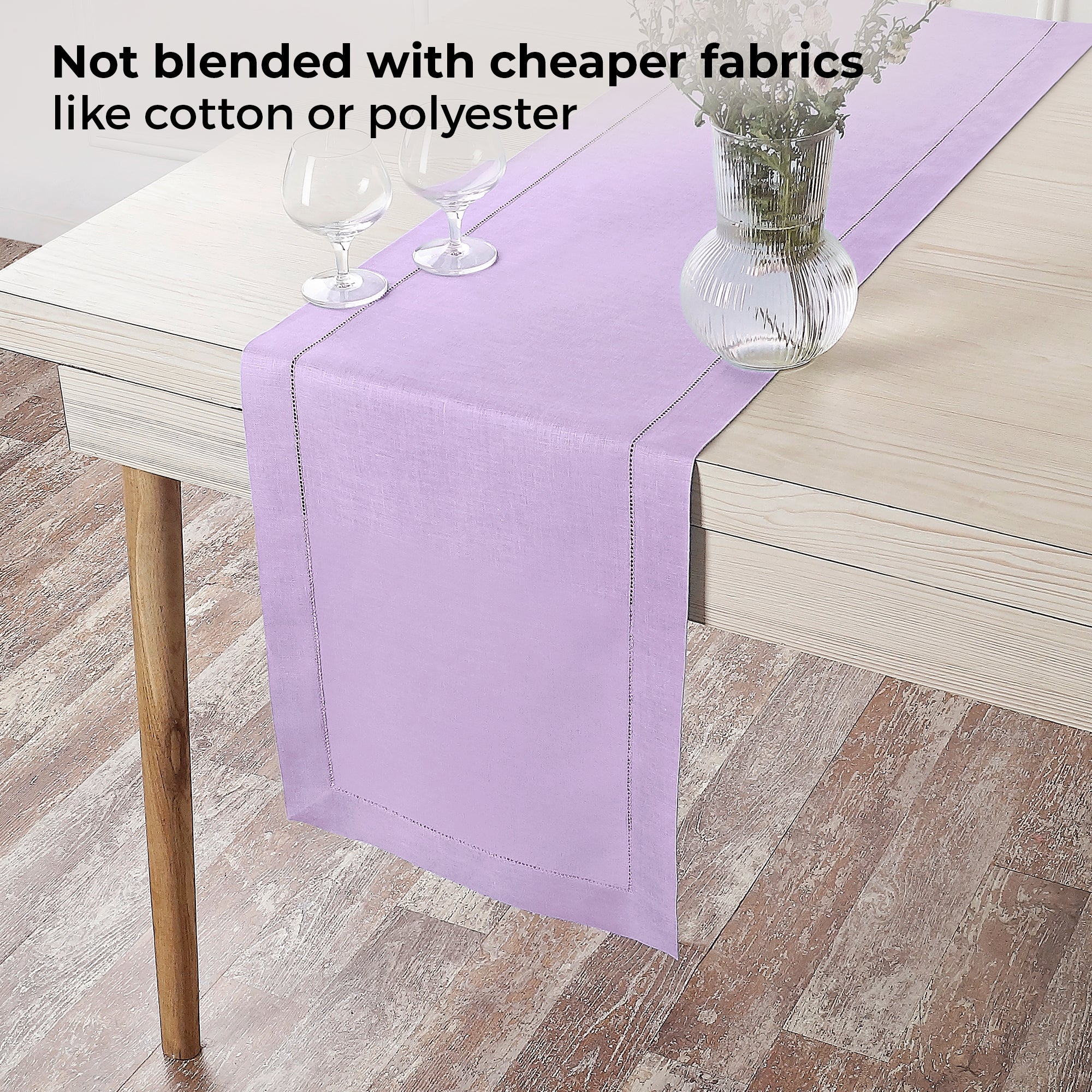 Lavender Linen Table Runner, Hemstitch