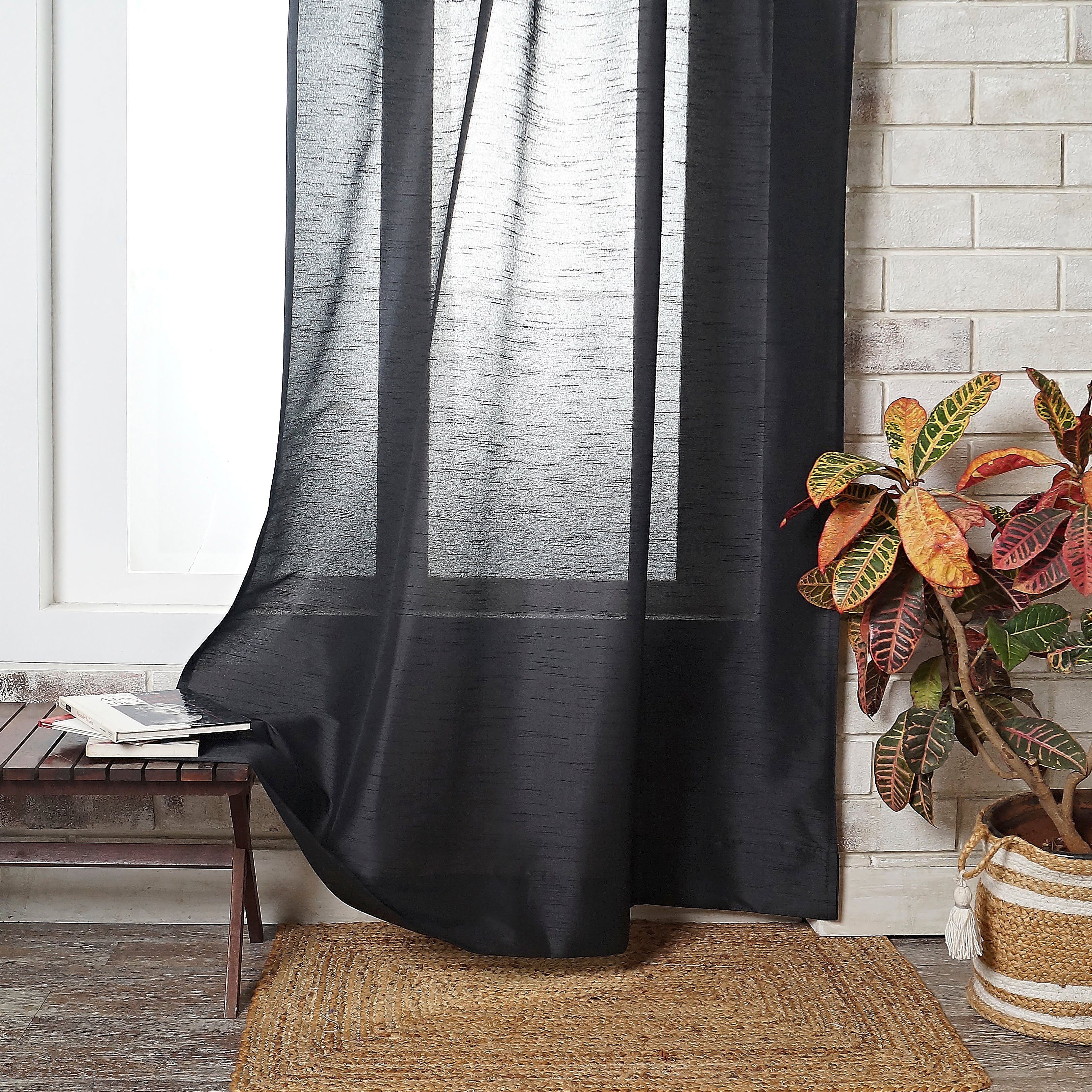 Black Vegan Silk Curtain