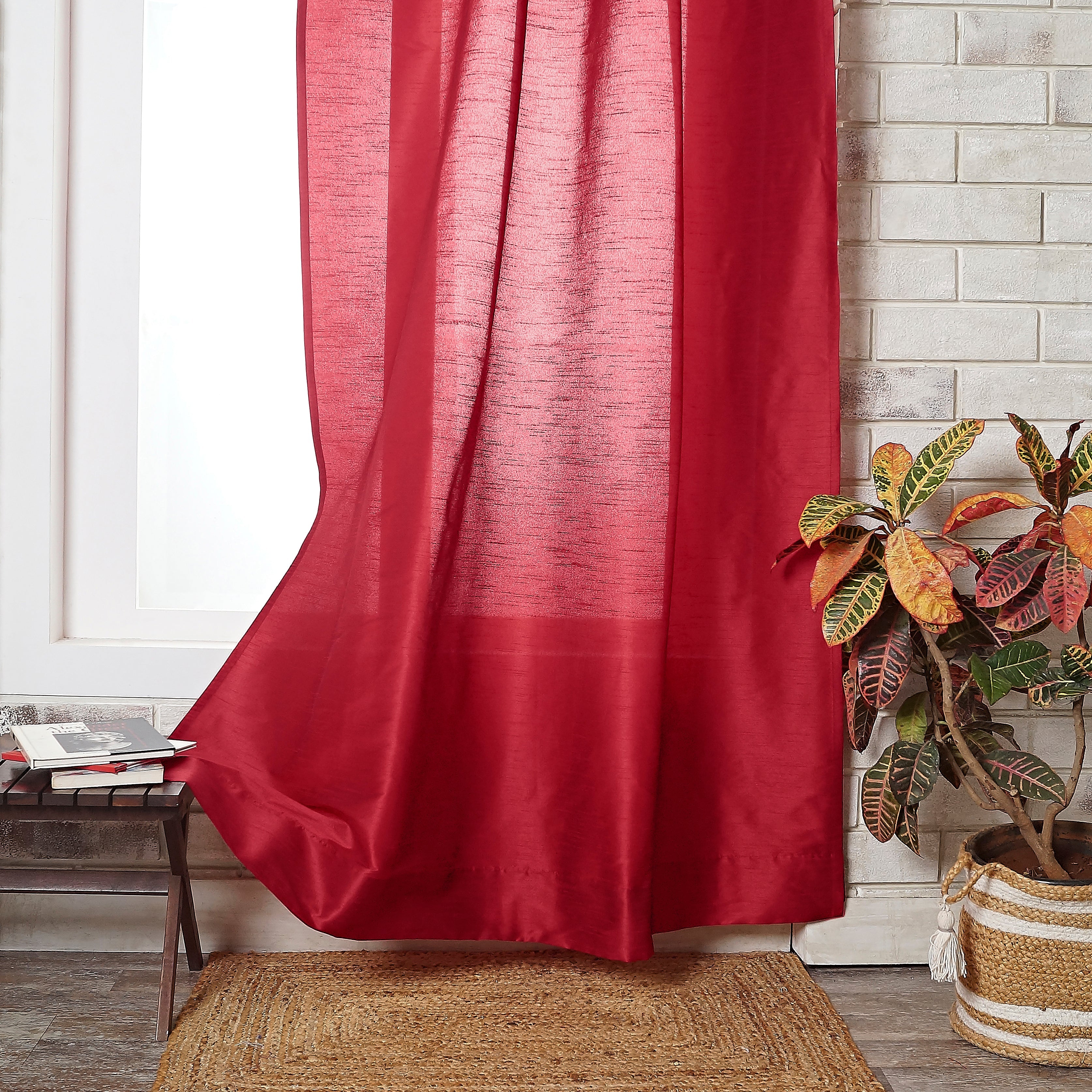 Red Vegan Silk Curtain