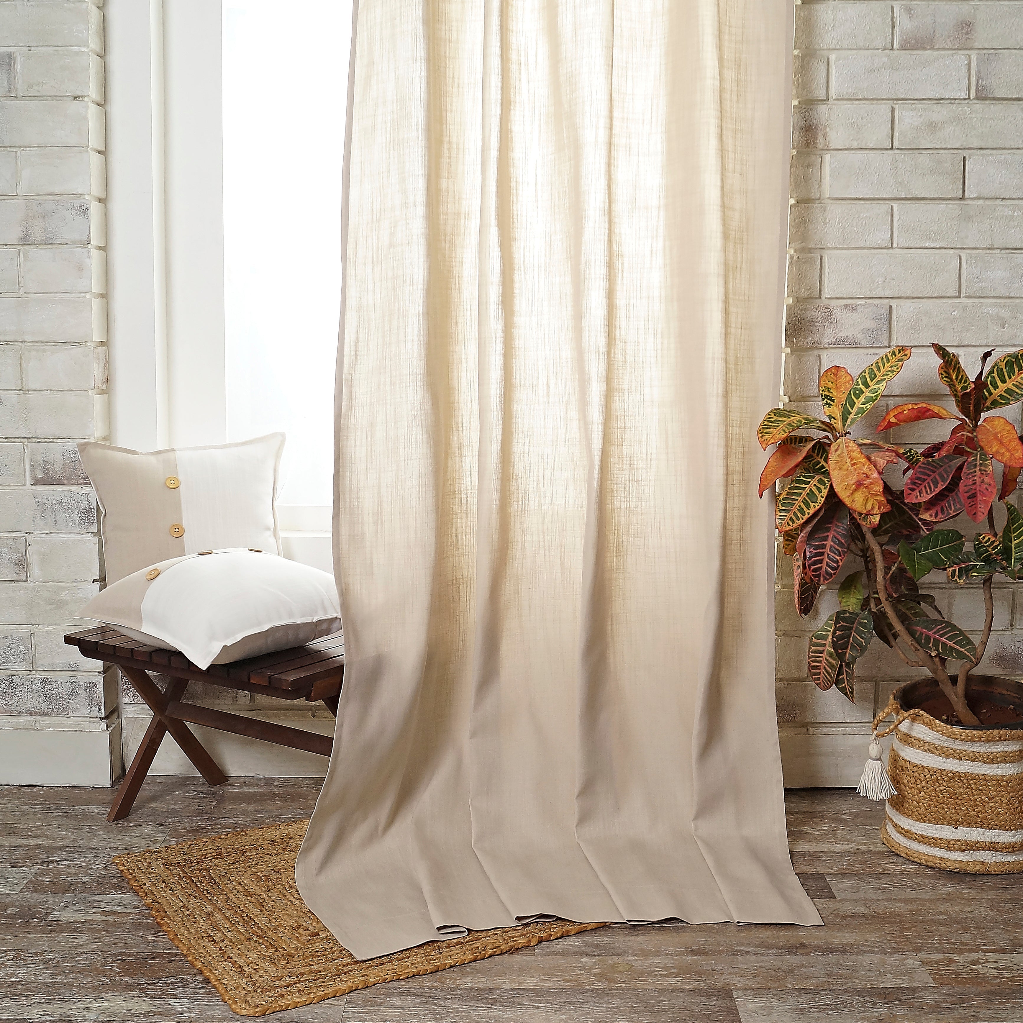 Natural Faux Linen Curtain