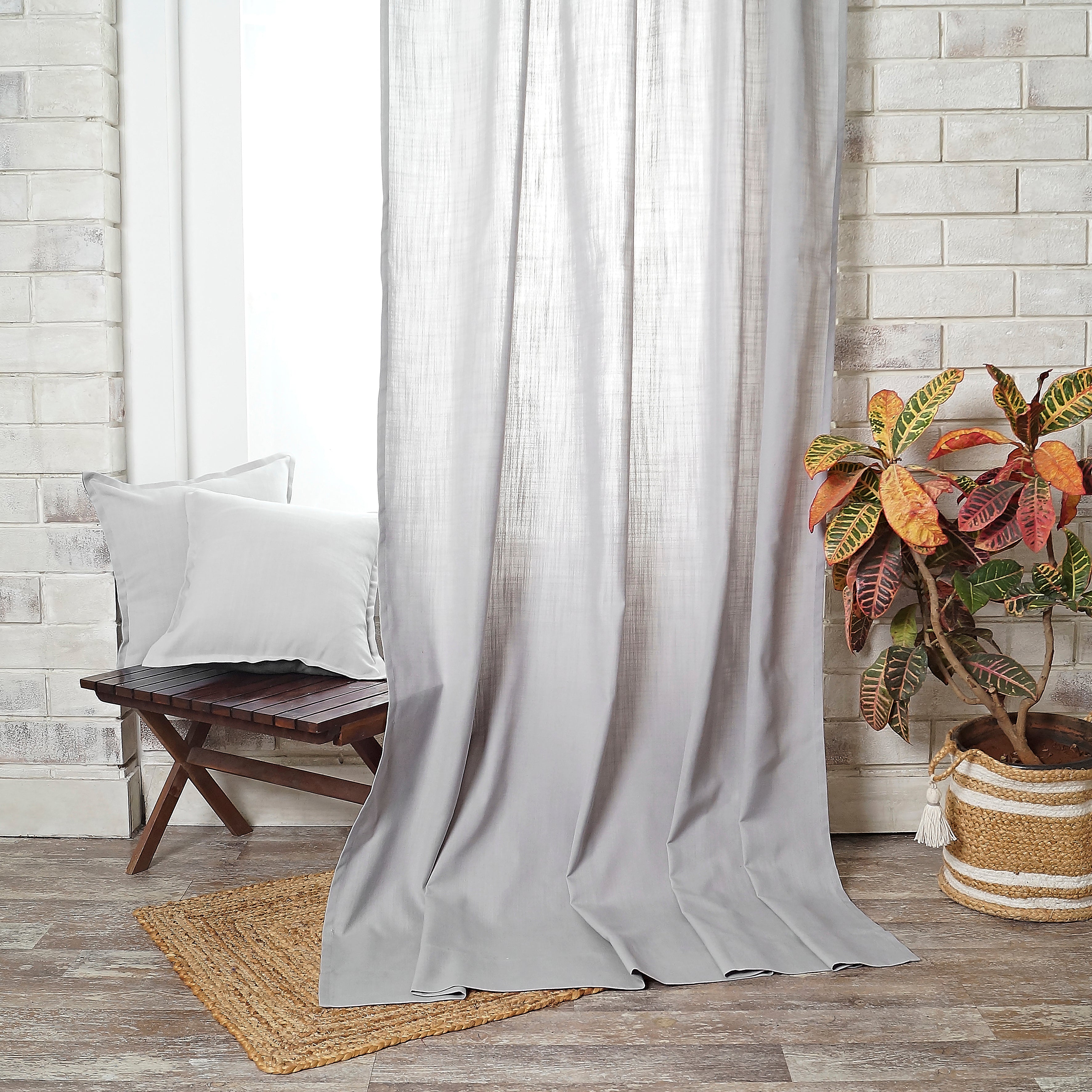 Light Grey Faux Linen Curtain