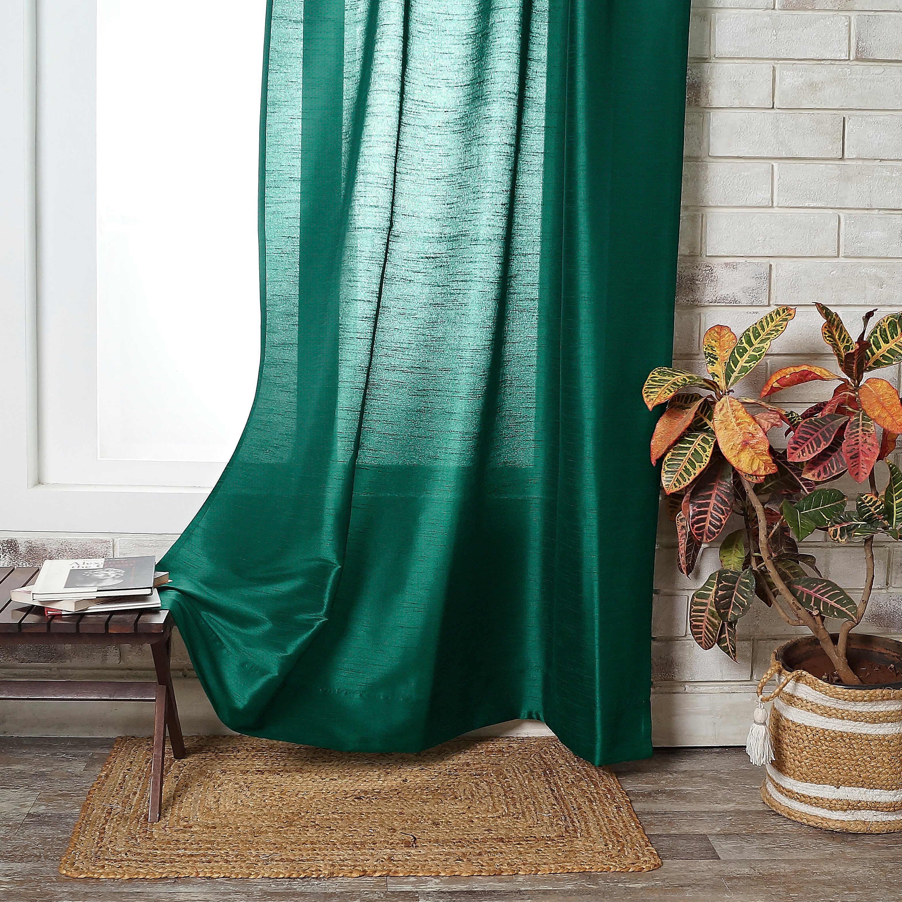 Emerald Green Vegan Silk Curtain