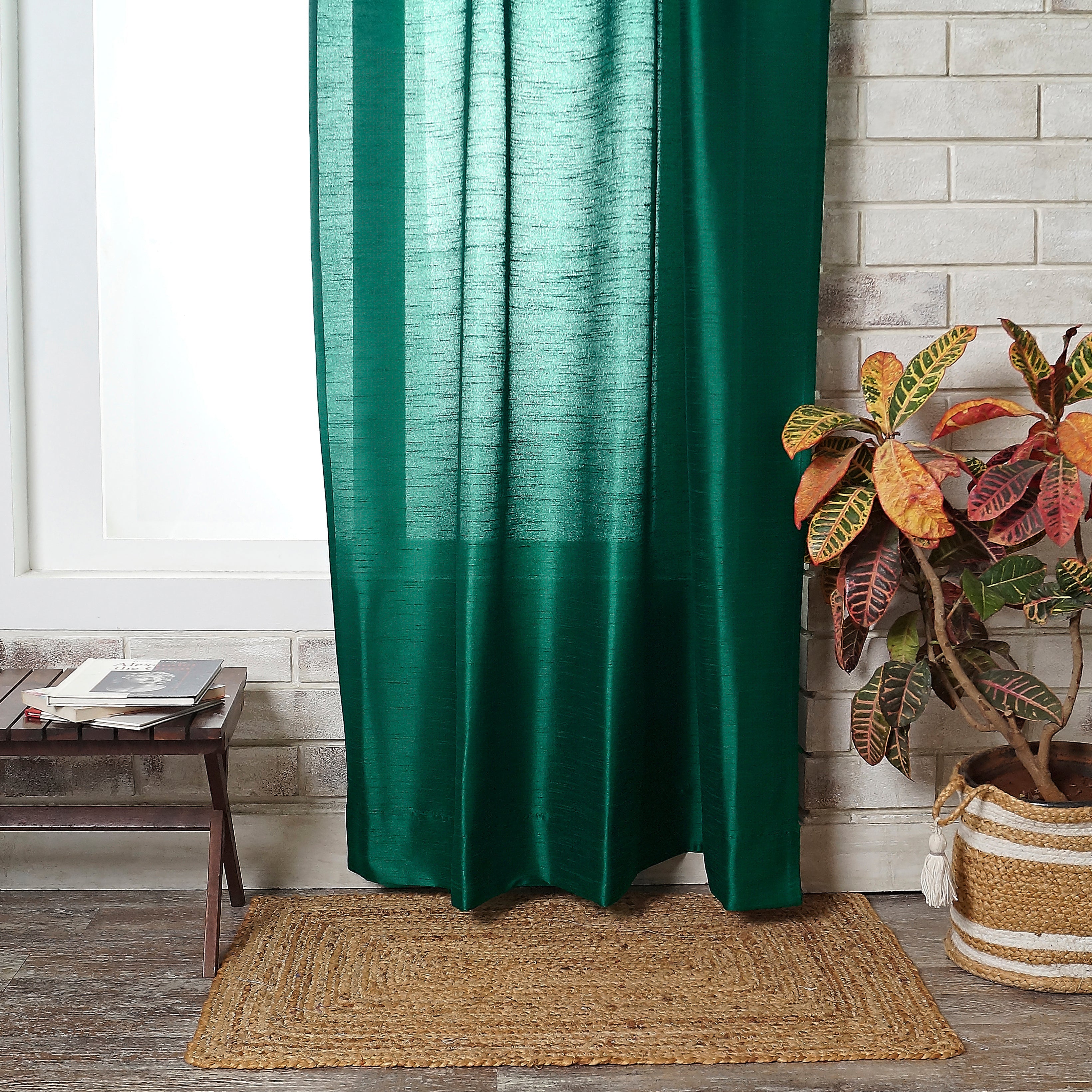 Emerald Green Vegan Silk Curtain