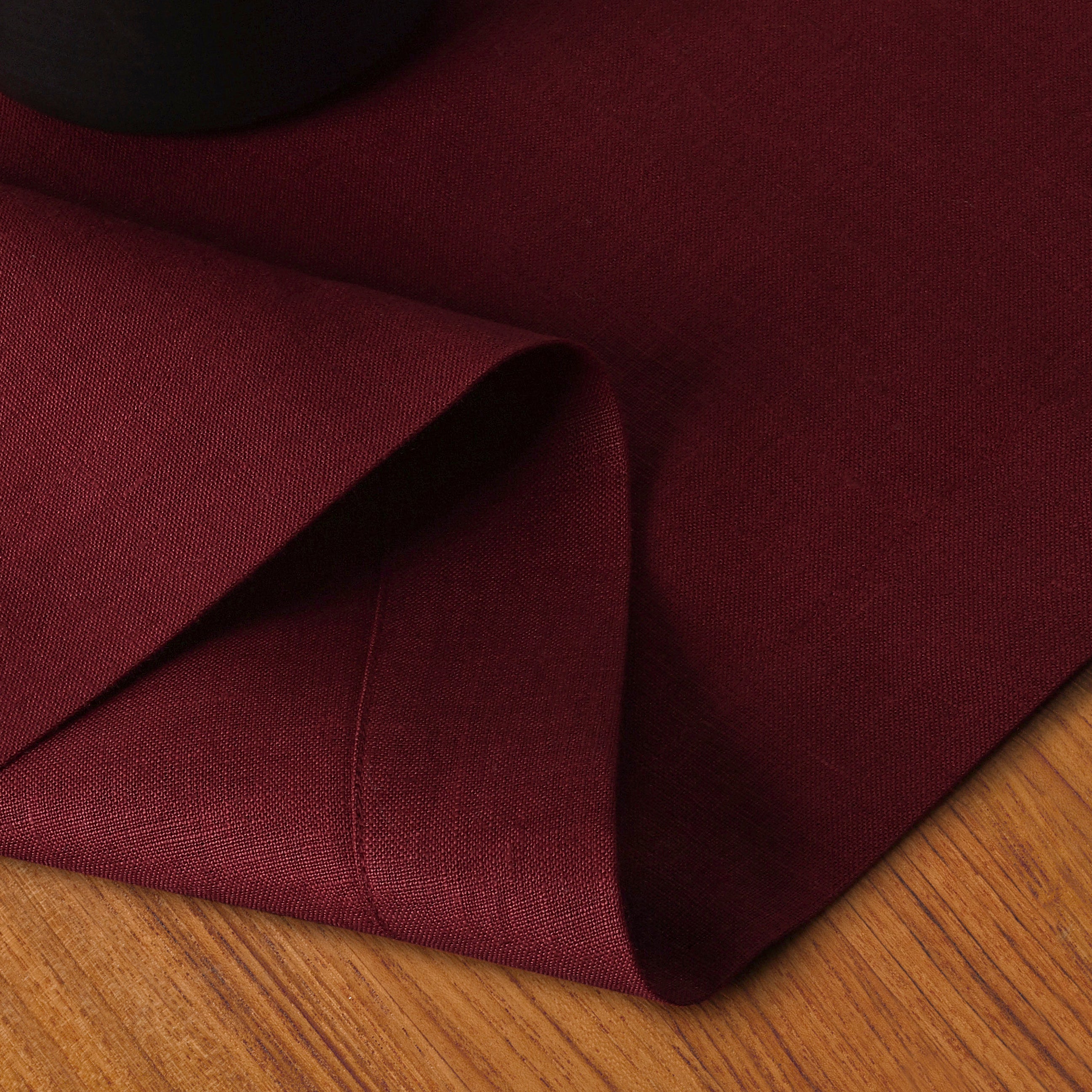 100% Pure Linen Fabric Dark Red