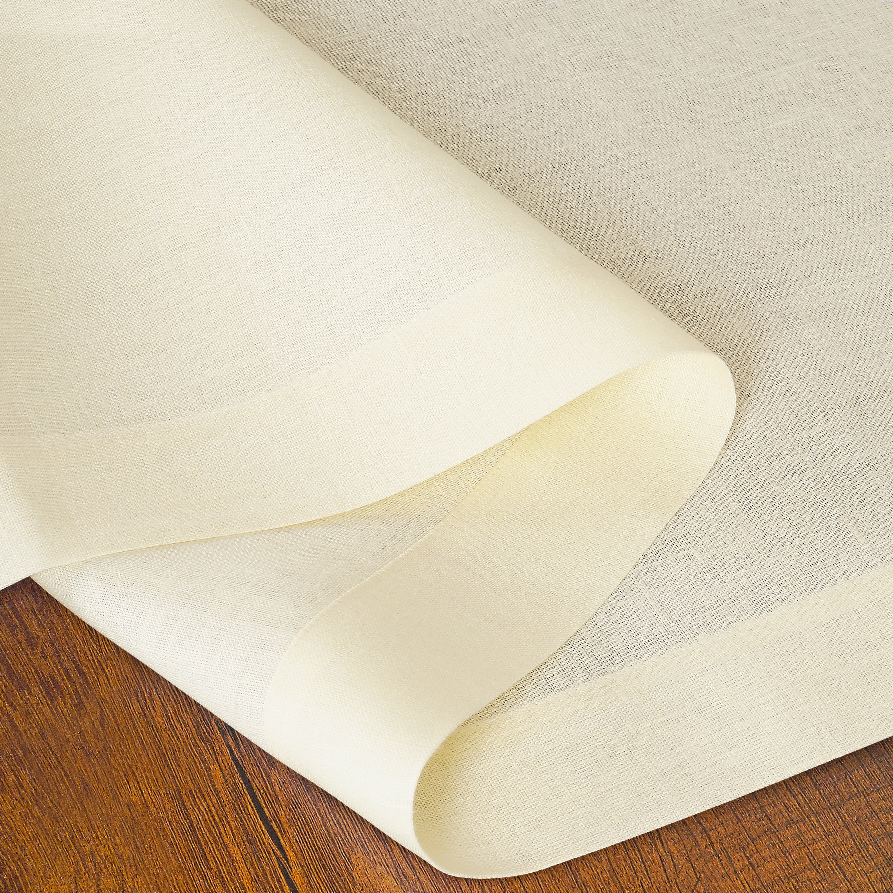 Cream Linen Table Runner, Hemmed