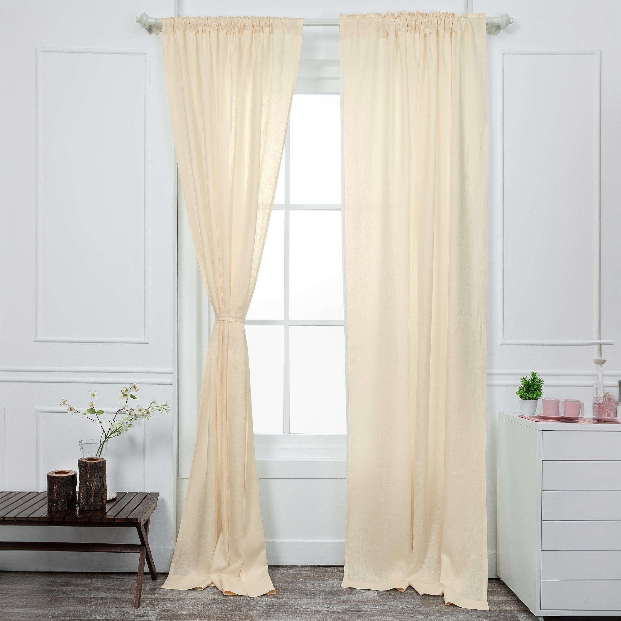 Vanilla Cream Linen Curtain | Set of 2