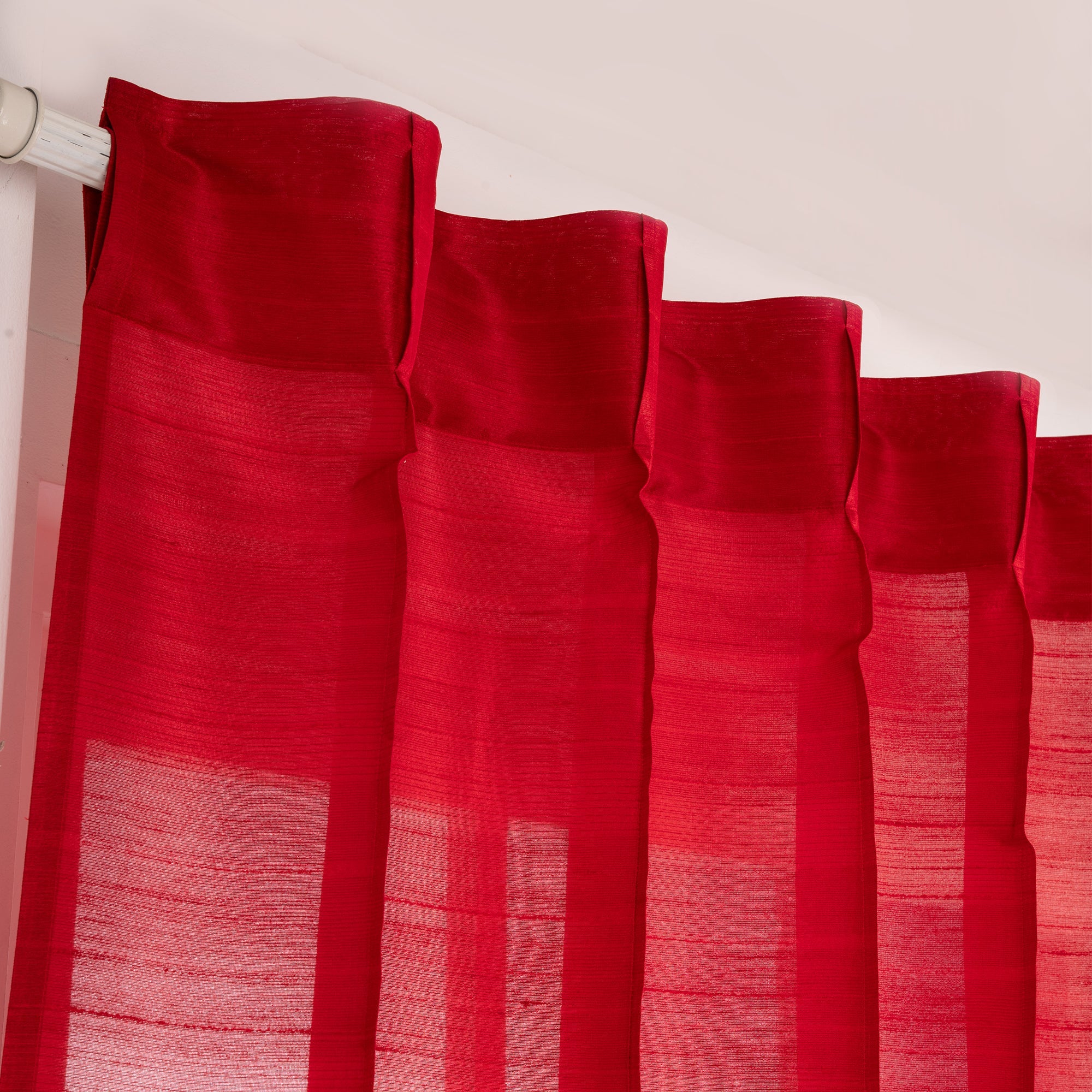 Red Vegan Silk Pinch Pleat Curtain