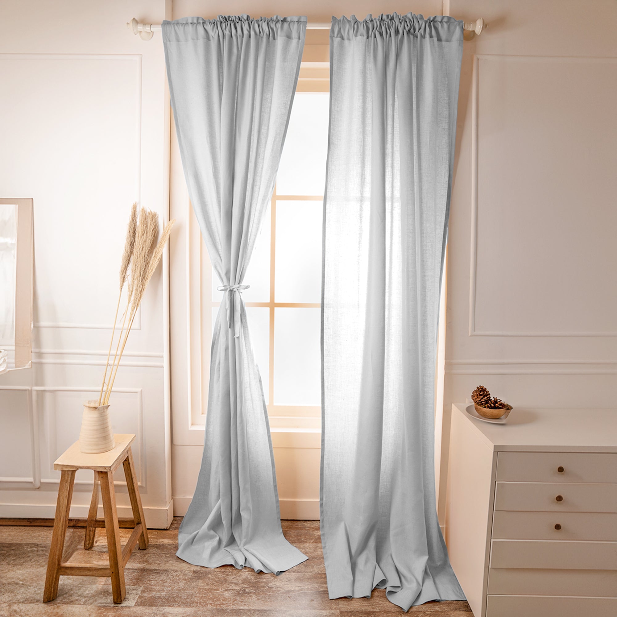 Silver Grey Linen Curtain