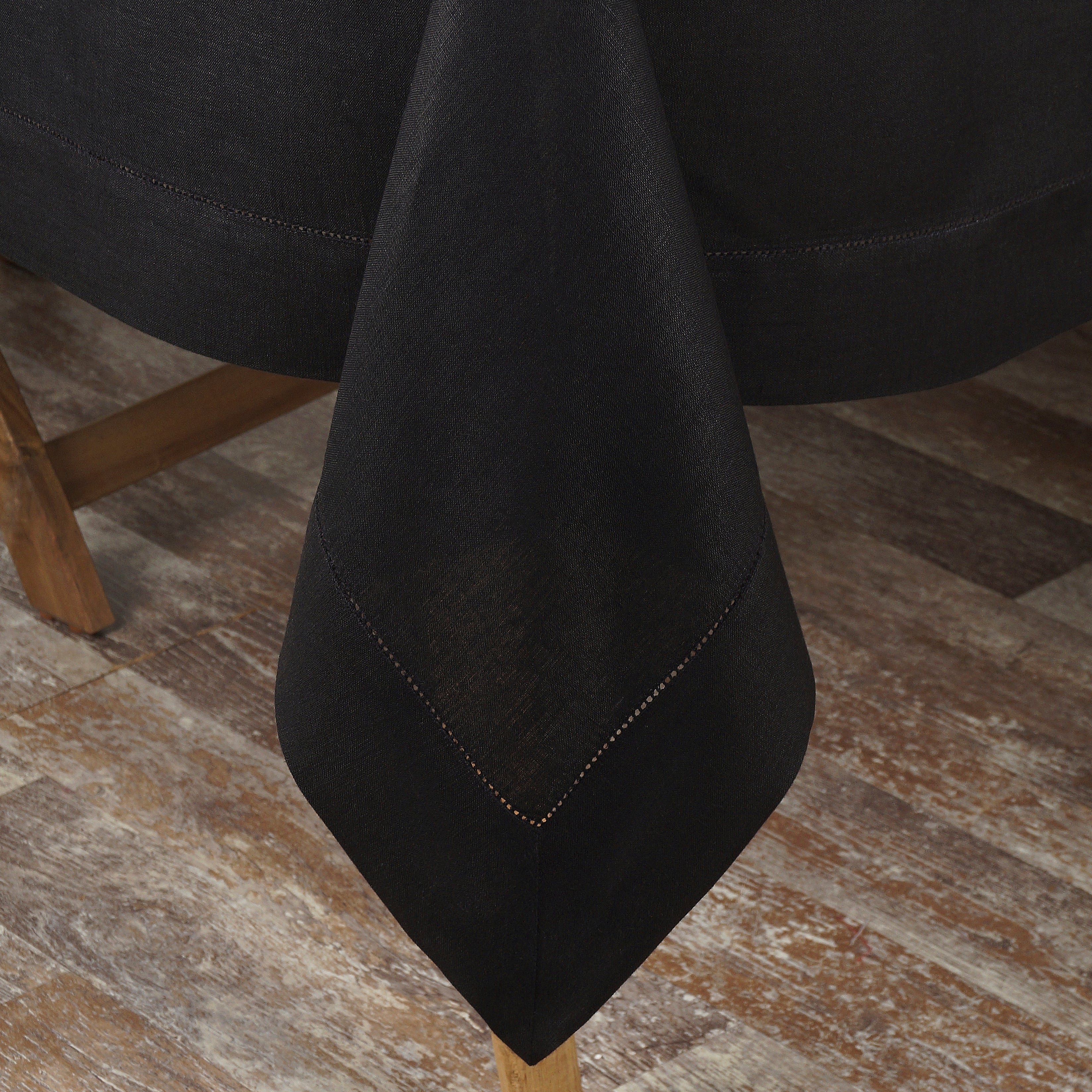 Black Linen Tablecloth, Hemstitch