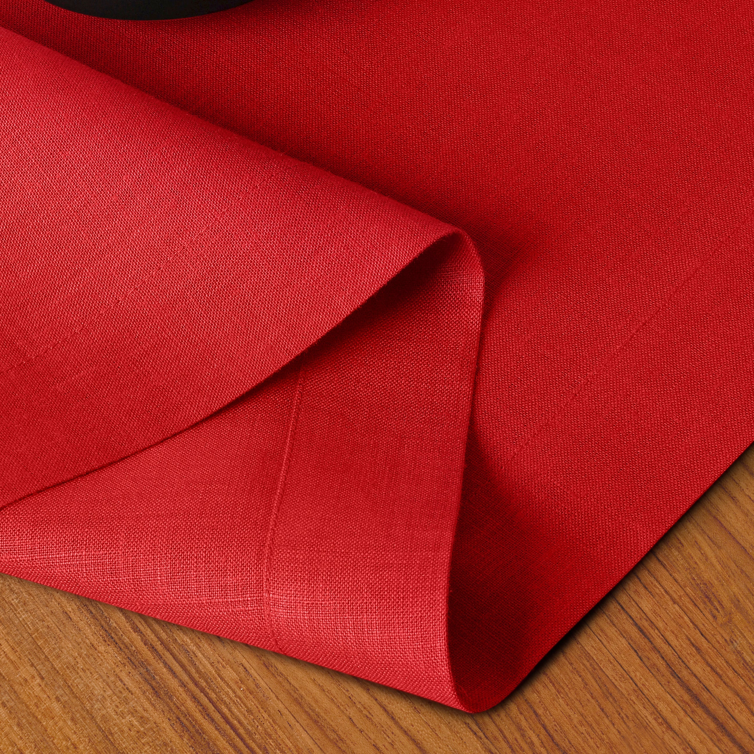 100% Pure Linen Fabric Bright Red